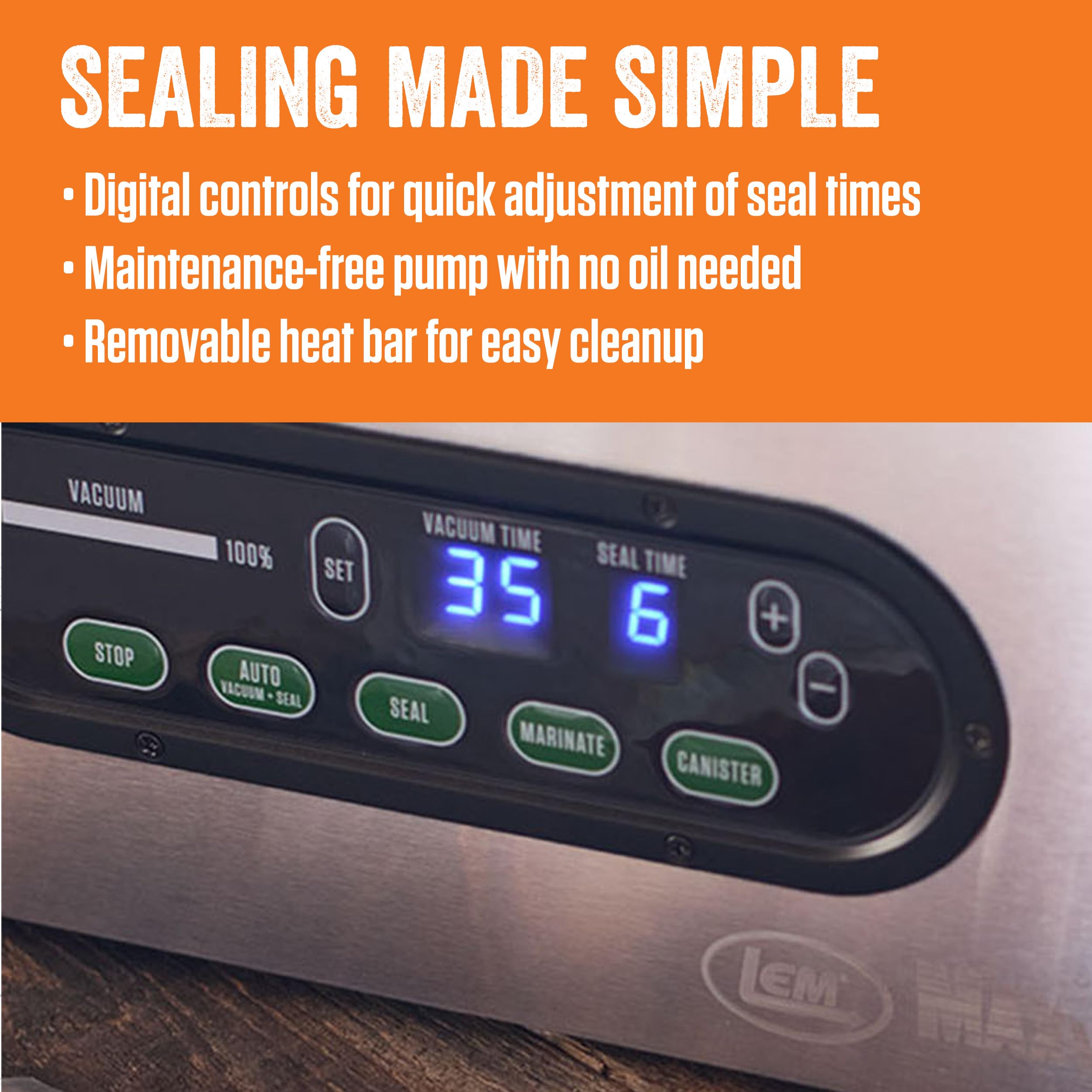 Lem Products Maxvac Pro Chamber Vacuum Sealer With 80 Bags, Digital Control Panel, Maintenance-Free Pump, External Hose, Great F