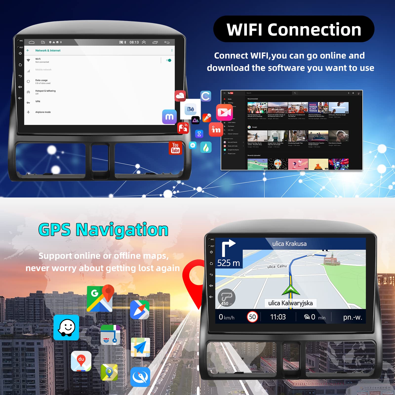 For Honda Crv 2002 2006 Wireless Carplay/Android Auto Android Car Stereo With 9' Touchscreen Autoradio Support Mirror Link Gps Navigation Wifi Backup Camera Multimedia Player Headunit