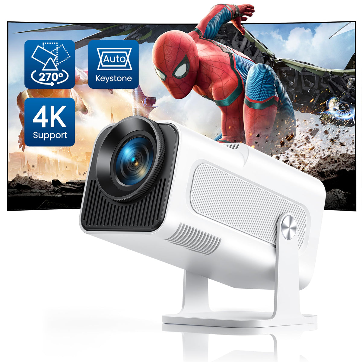 ?270Adjustable Stand?Mini Projector 4K With Wifi 6 And Bluetooth,Toptro Native Hd 1080P Outdoor Portable Projector,20000 Lumen,A