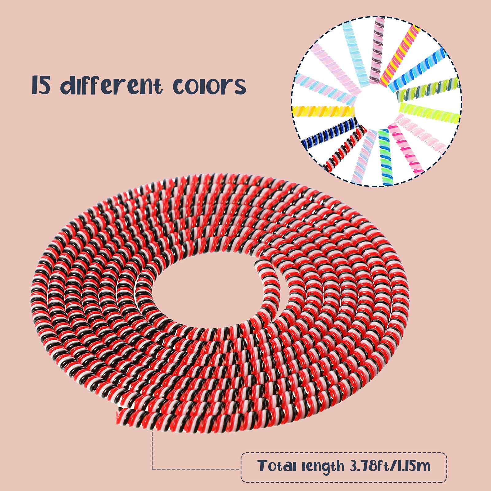 Frienda Spiral Cable Protector Headphone USB Data Cable Saver PVC Assorted Colors 45.3 Inch