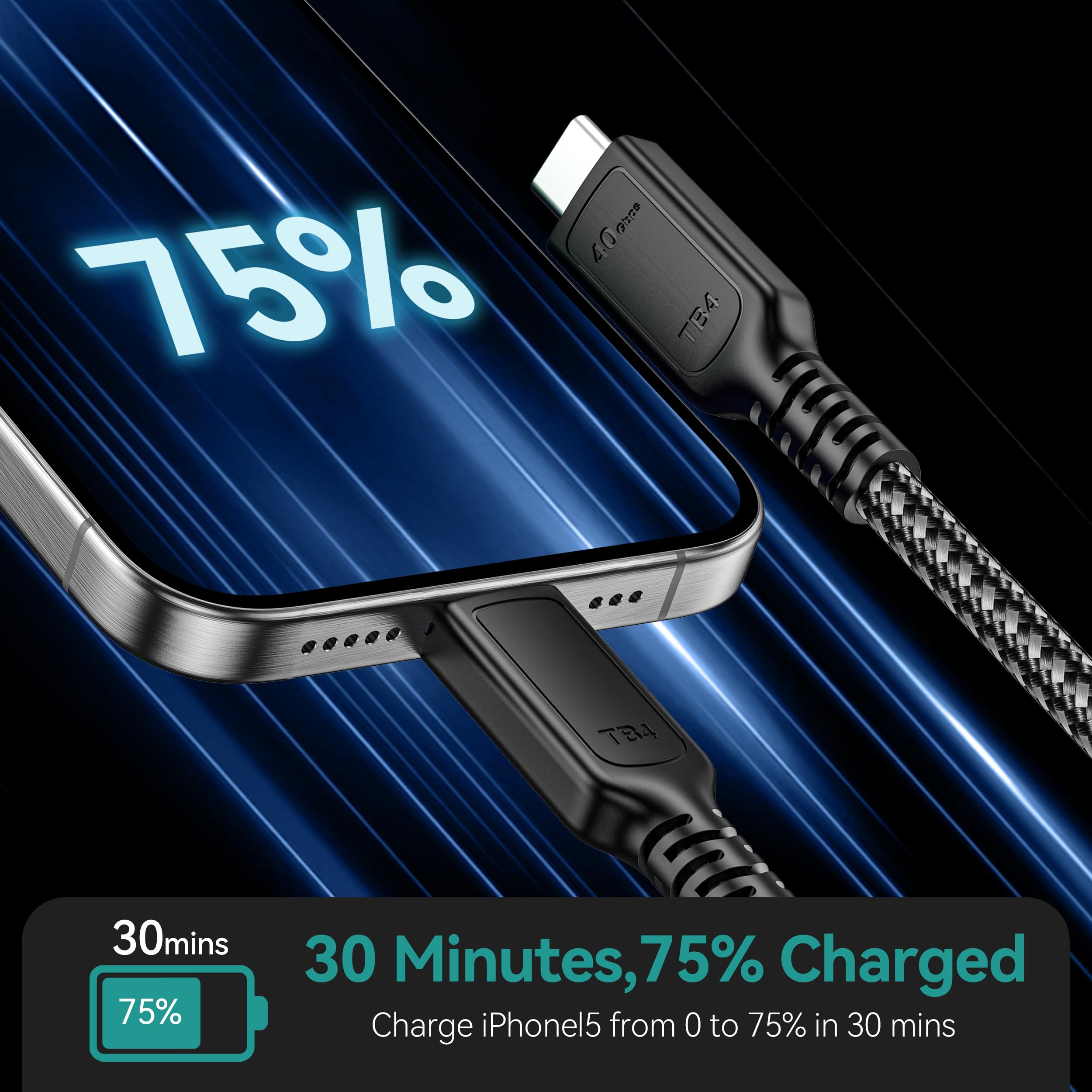 Anehmeta Usb 4 Cable For Thunderbolt 4 Cable 3.3Ft, 40Gbps 240W Usb C To Usb C Cable Support Single 8K/Dual 4K Video, Compatible