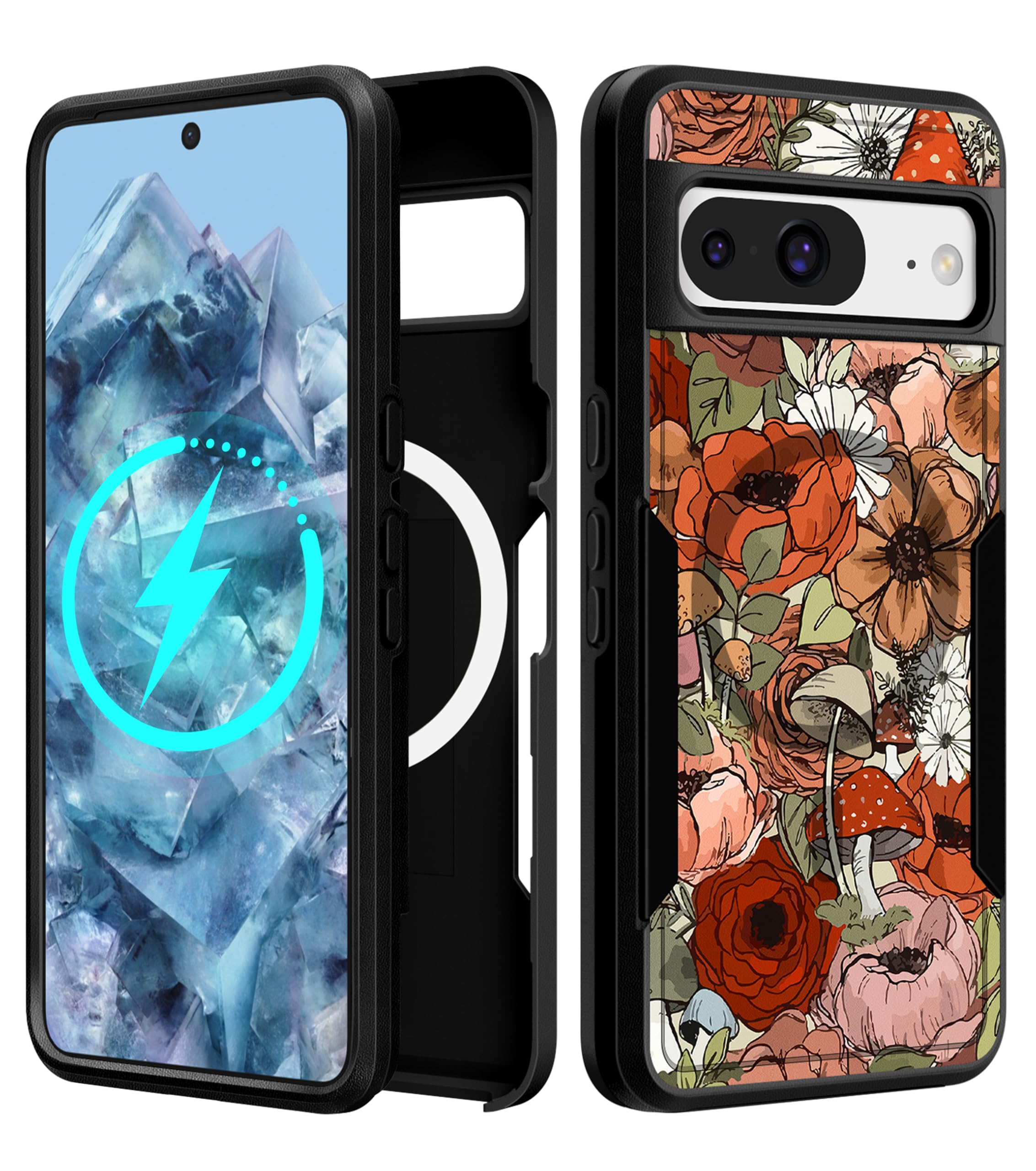 LISEVO for Google Pixel 8 Case 6.2 Inch - Compatible with MagSafe Women Girls Cute Magnetic Protective Cover Girly Mushroom Flow