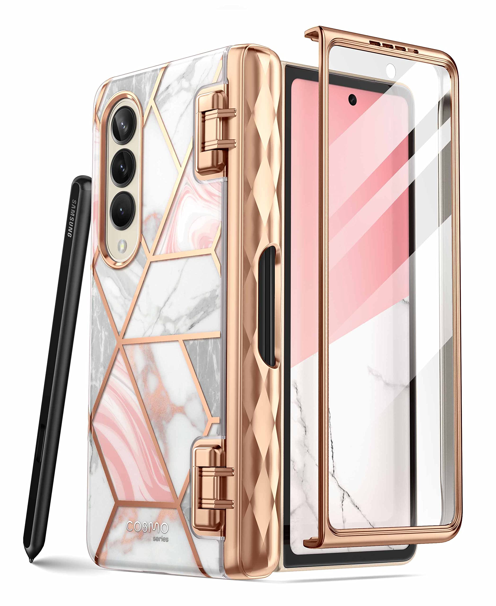 iBlason Cosmo Series for Samsung Galaxy Z Fold 4 Case with Pen Holder (2022), Stylish Protective Bumper Fold 4 Case with Built