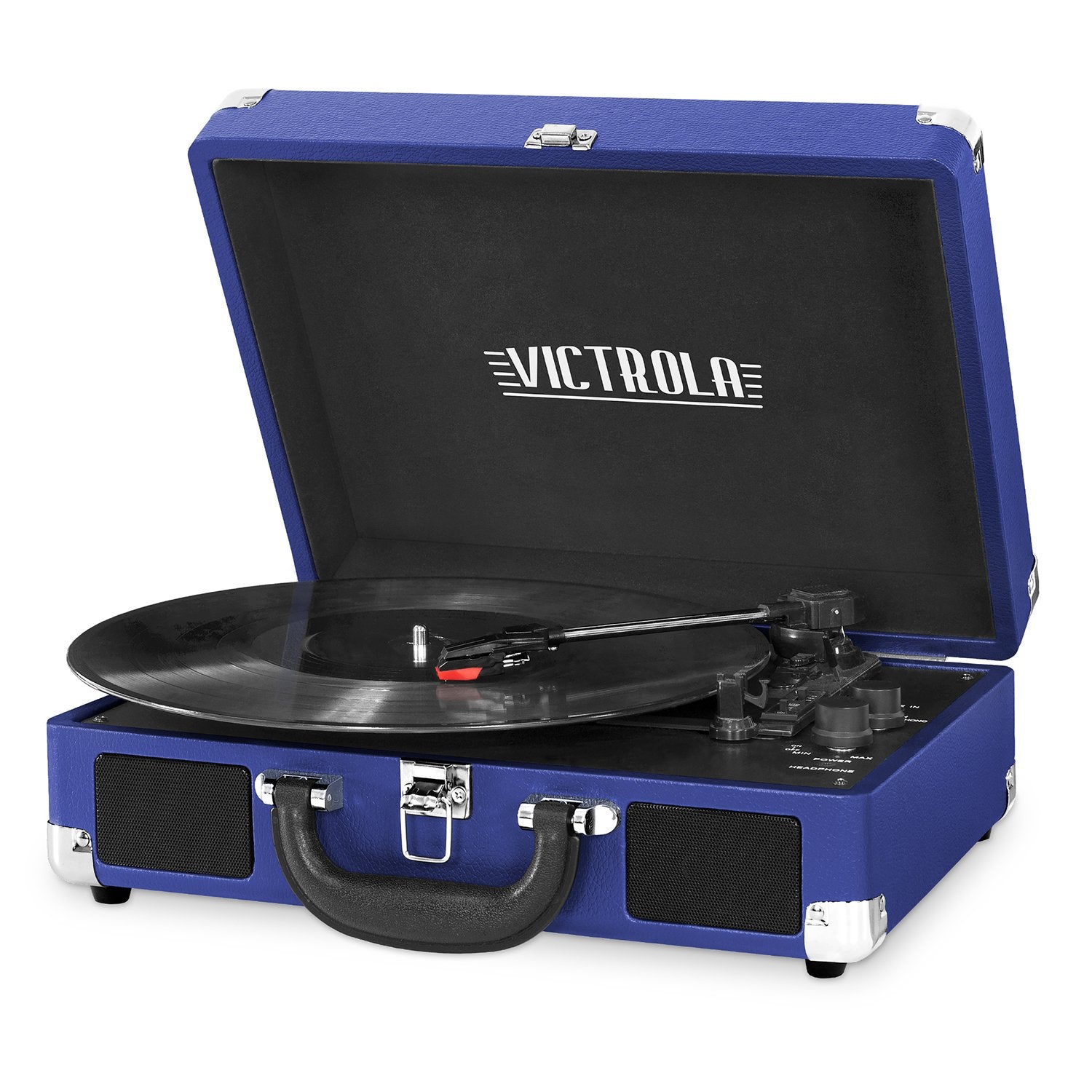 Victrola Vintage 3 Speed Bluetooth Portable Suitcase Record Player With Built In Speakers | Upgraded Turntable Audio Sound|Cobal