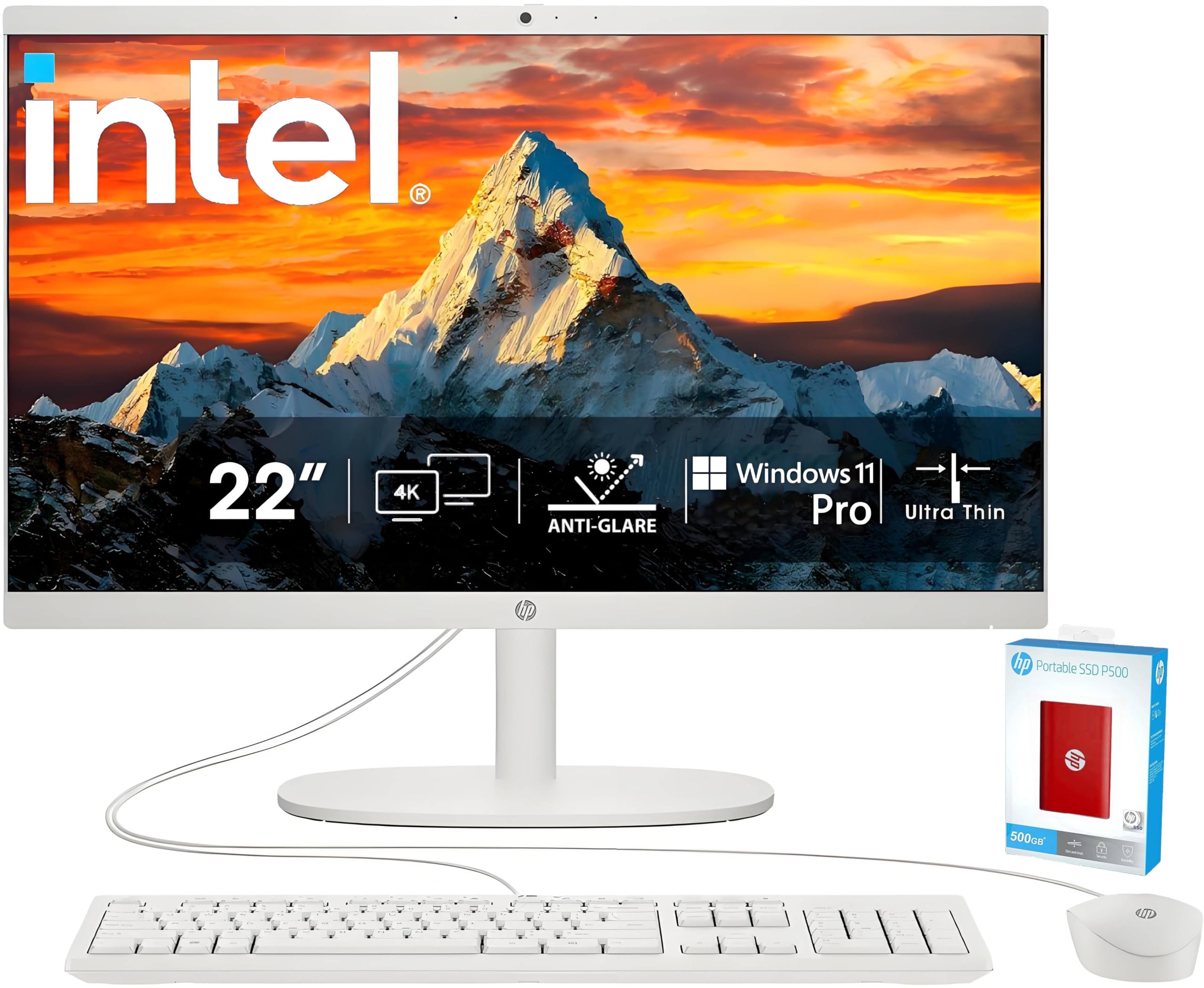 HP 22 FHD All-in-One Desktop Computer for Business and Everyday Use  2025 Intel Dual-Core Processor  32GB RAM  640GB Storage  HD