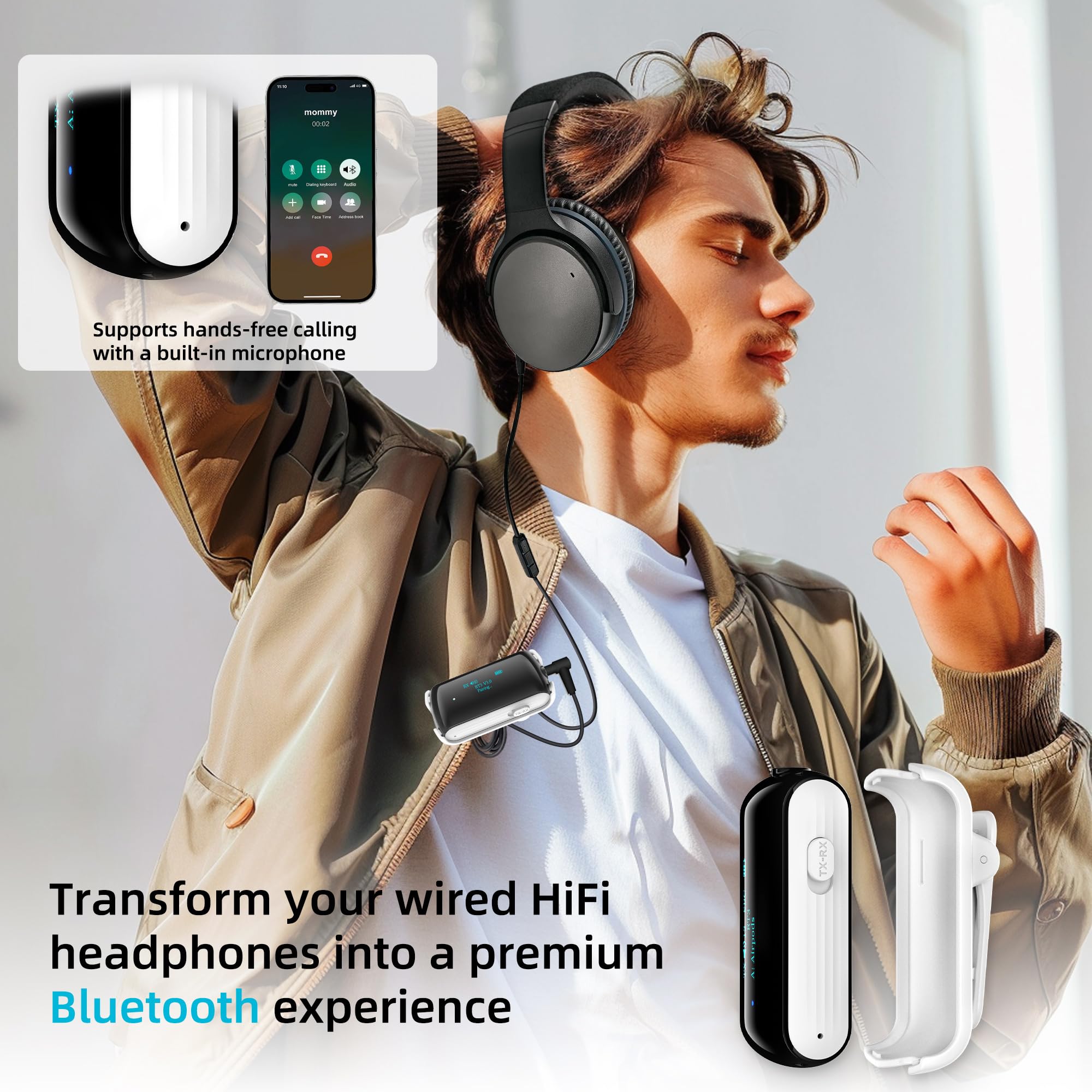 Yocowoco Bluetooth Transmitter Receiver For 2 Airpods/Headphones, Flight Bluetooth 5.2 Adapter For Airplane, Tv, And Gym With A