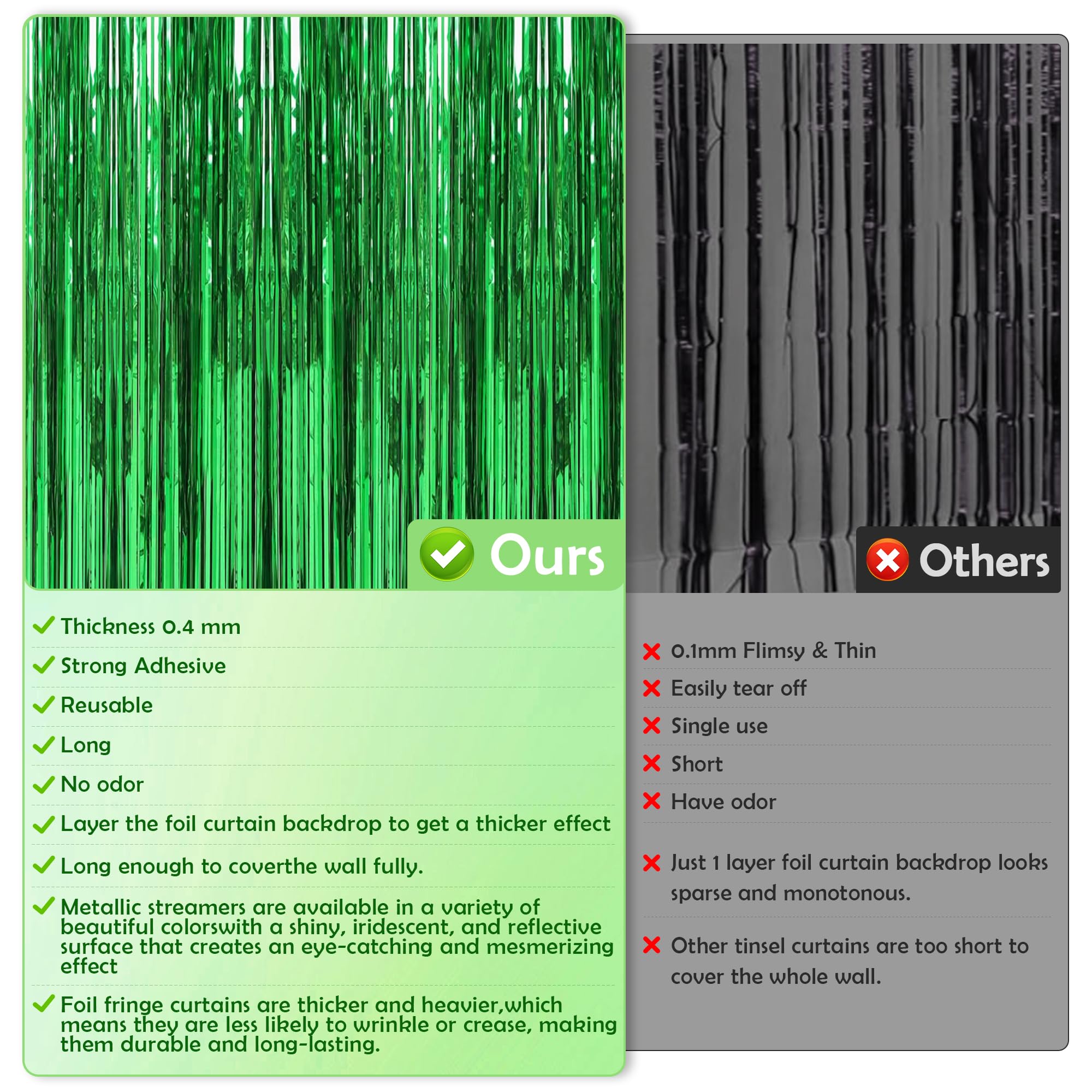 Ohome Green Party Backdrop Streamers   Green Party Decorations | Hawaiian Party Decorations | Green Birthday Decorations | Luau