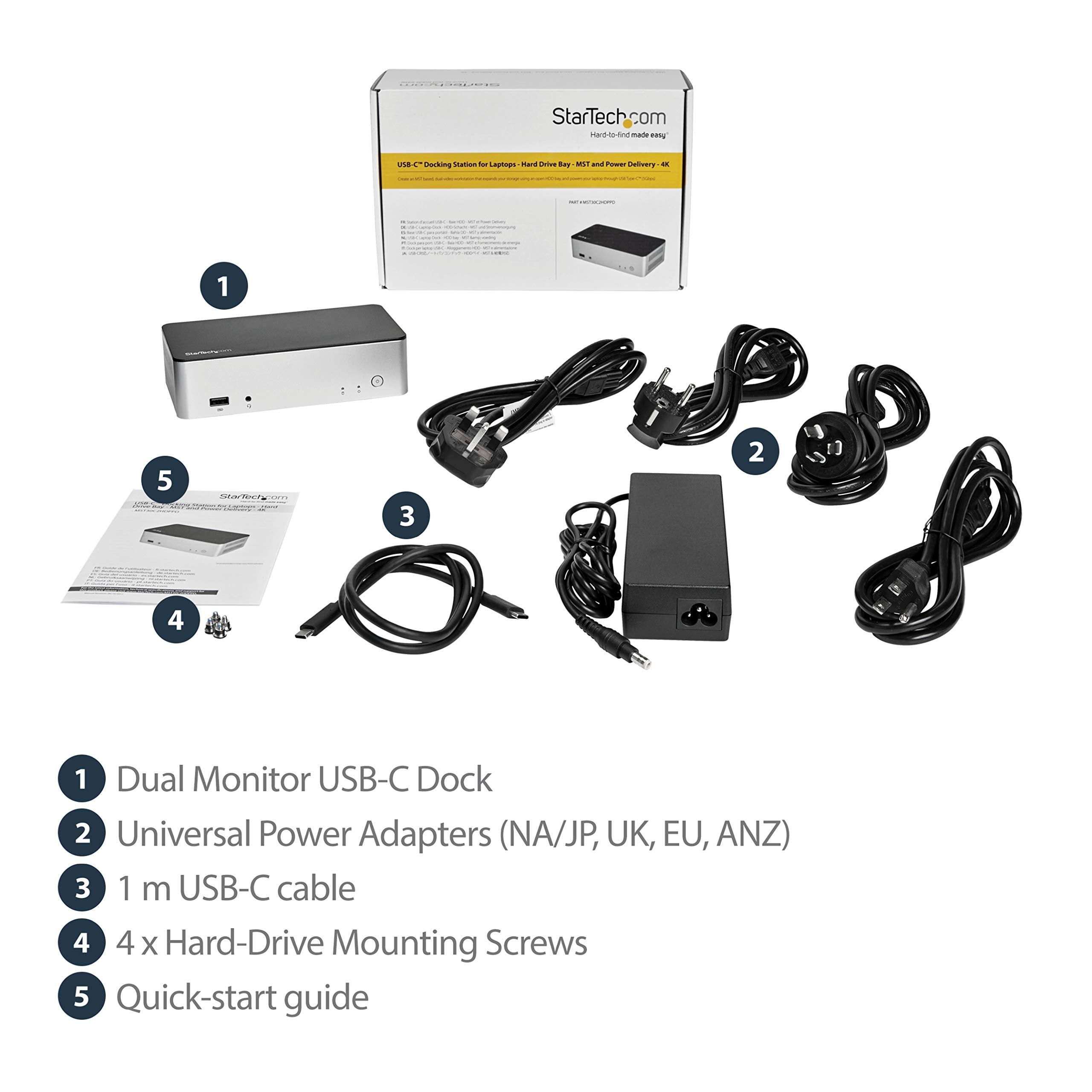 Startech.Com Dual Monitor Usb C Dock   4K   Dual Displayport   2.5In Ssd / Hdd Bay   With Power Delivery   Laptop Docking Statio
