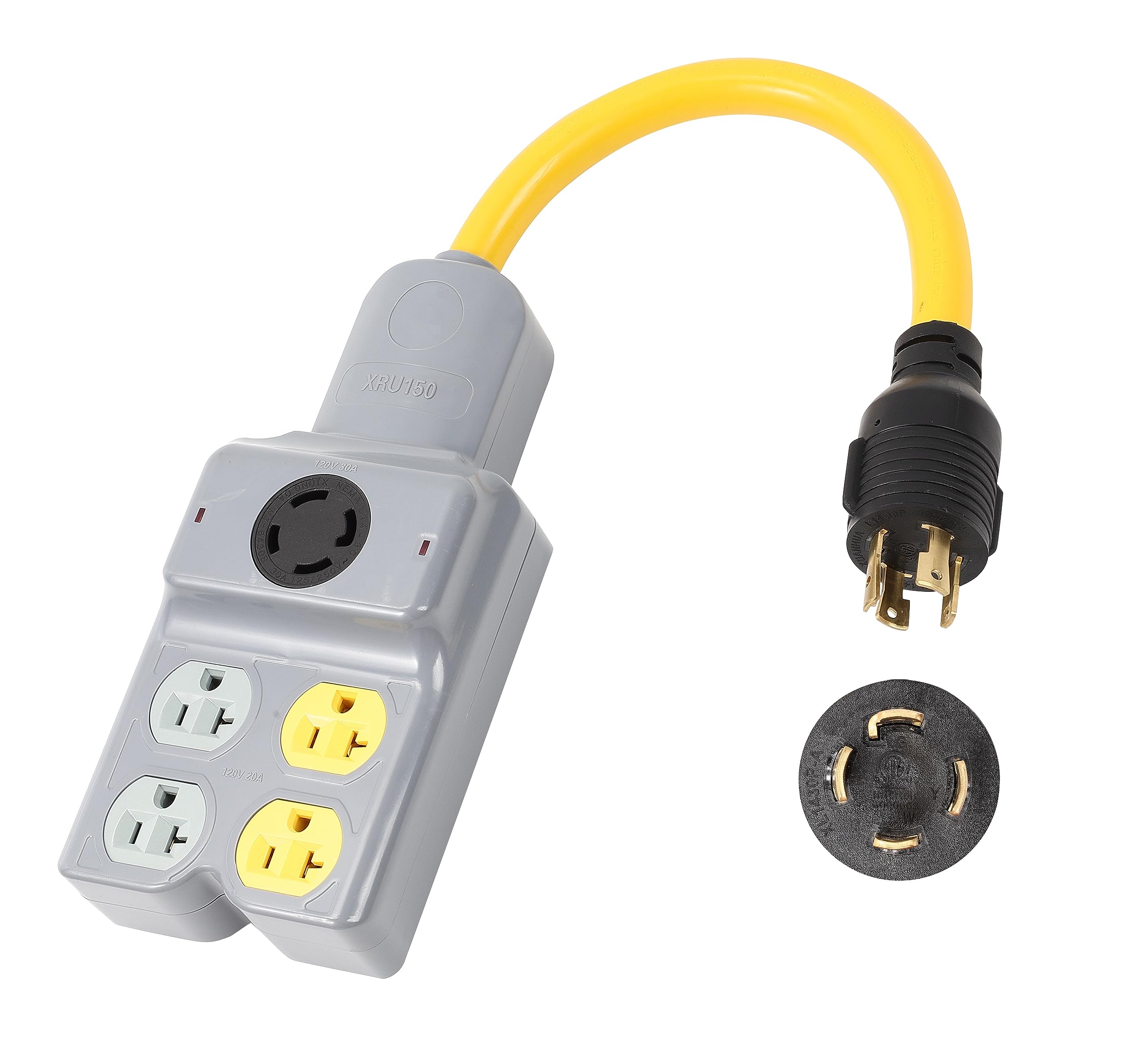 Nema L14 30P To 4 Port 5 15R 5 20R L14 30R 5 Outlet 120/240V 30 Amp 4 Prong Twist Lock Male Plug To Female Receptacle Home Appli