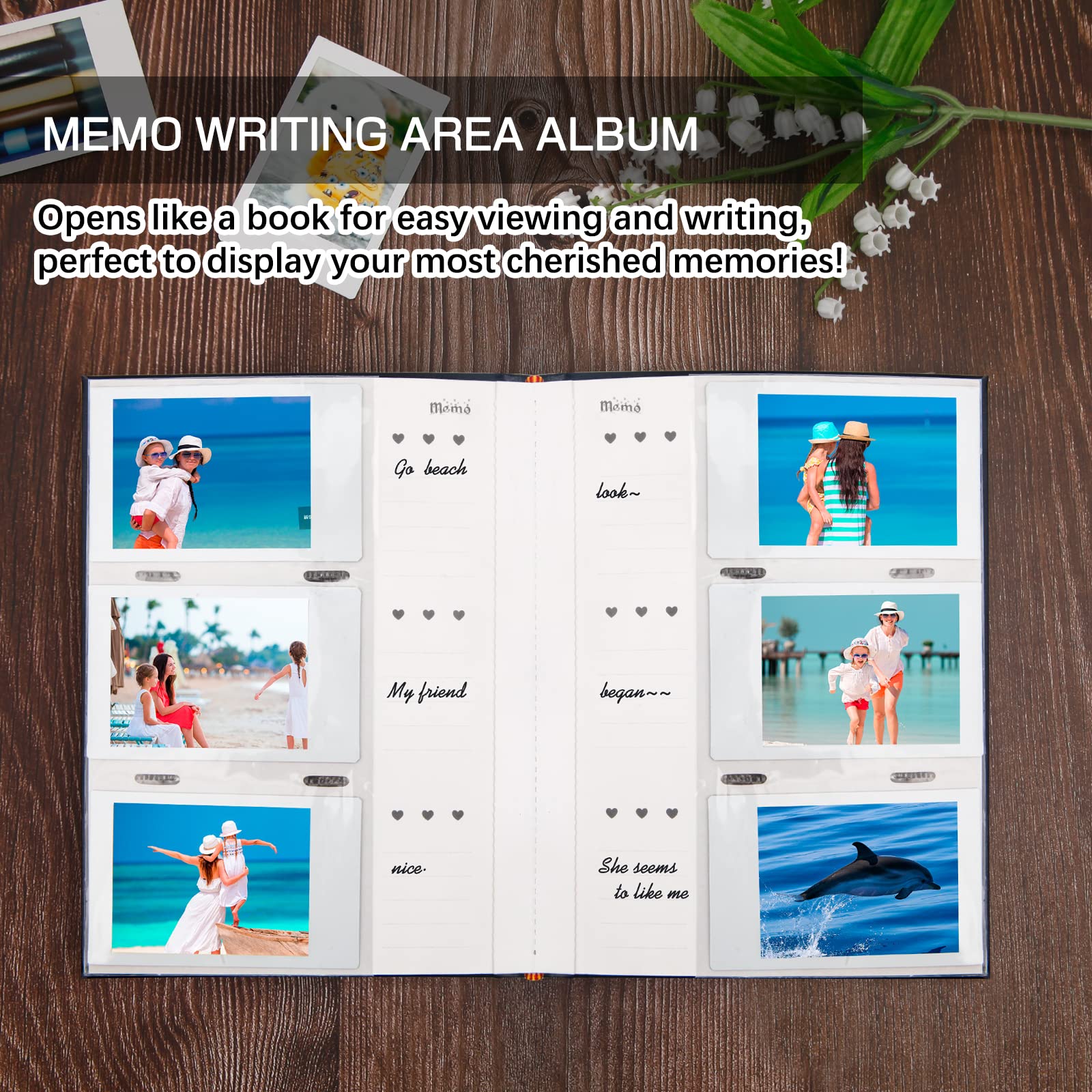 Photo Album For Fujifilm Instax Mini Camera, 180 Pockets Mini Album With Memo Areas, 2X3 Photo Album For Polaroid 2X3 Mini Camera/Fujifilm Instax Mini 1112 9 8 40 Evo Instant Camera, Black