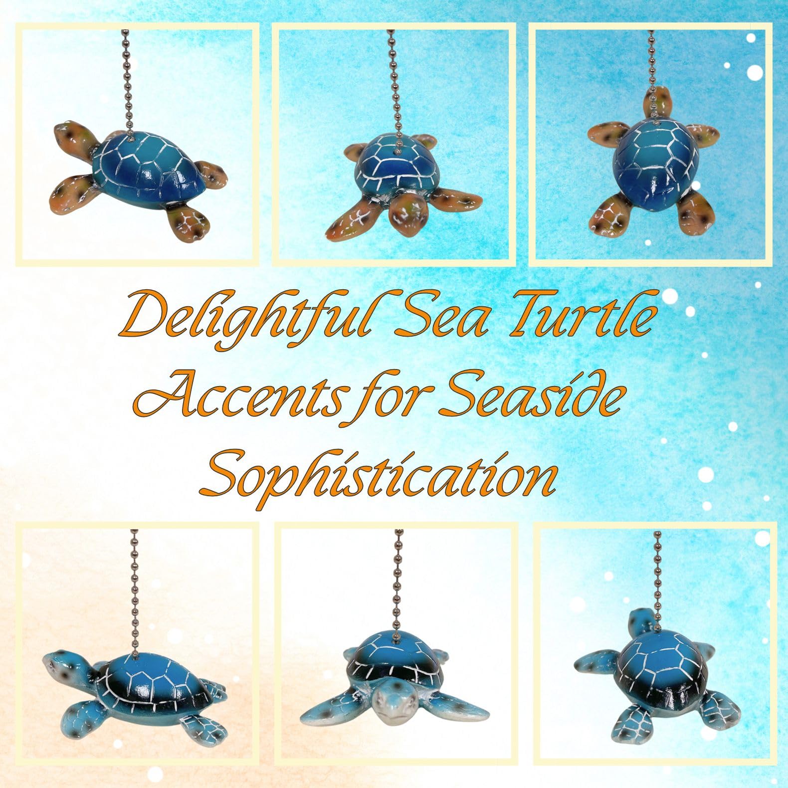 Bestgiftever Ceiling Fan And Light Fixtures Pull Chain Extender With Decorative Sea Turtle Duo Accents   Nautical Pull Chain Orn