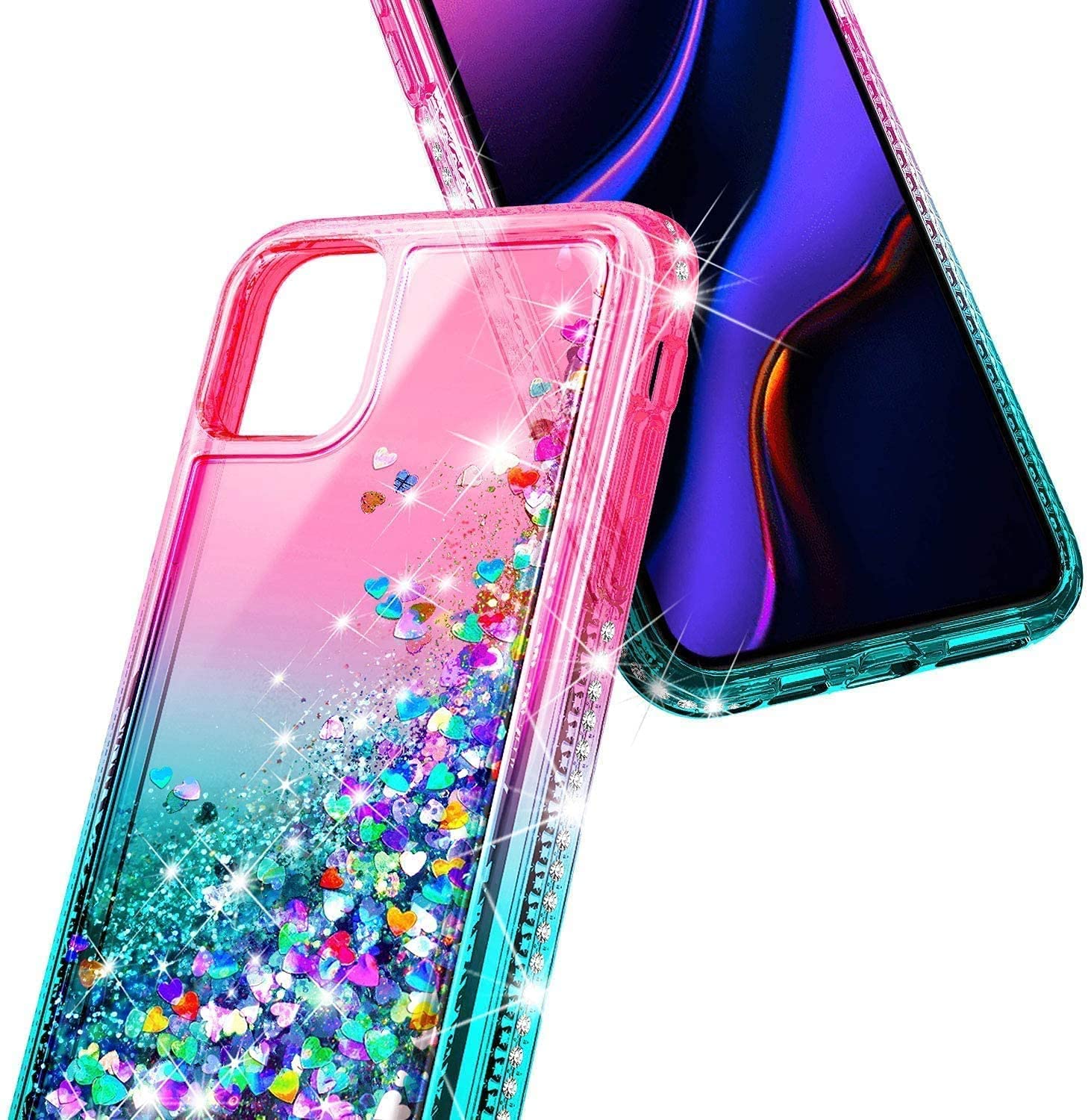 Ngb Compatible With Iphone 12 Pro Max Case With Tempered Glass Screen Protector, Ring Holder/Wrist Strap, Girls Women Liquid Bli