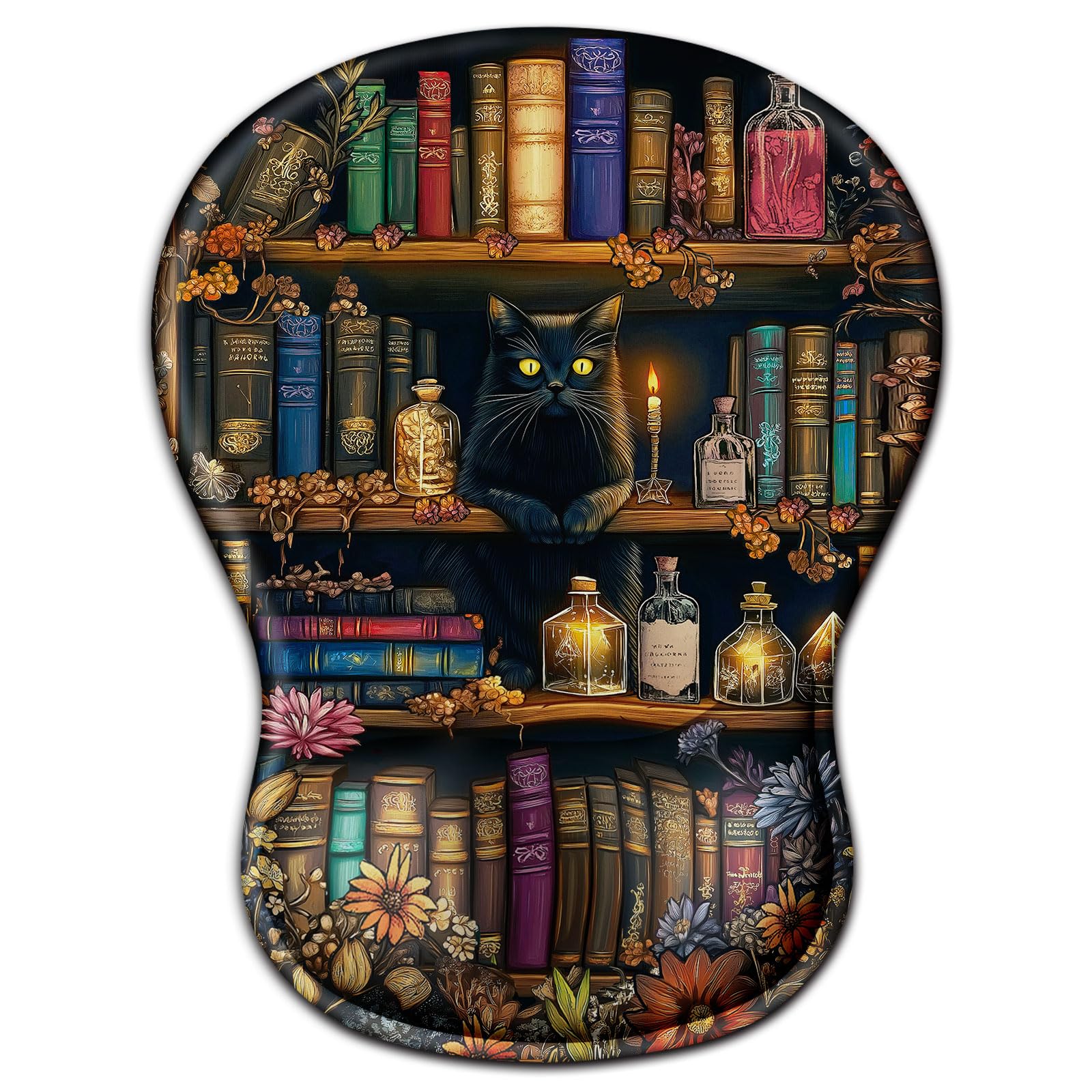 Blusabaca Cat Mouse Pad with Wrist Rest, Book Ergonomic Mousepad Wrist Support for Desk, Cute Gaming Mousepads for Wireless Mous