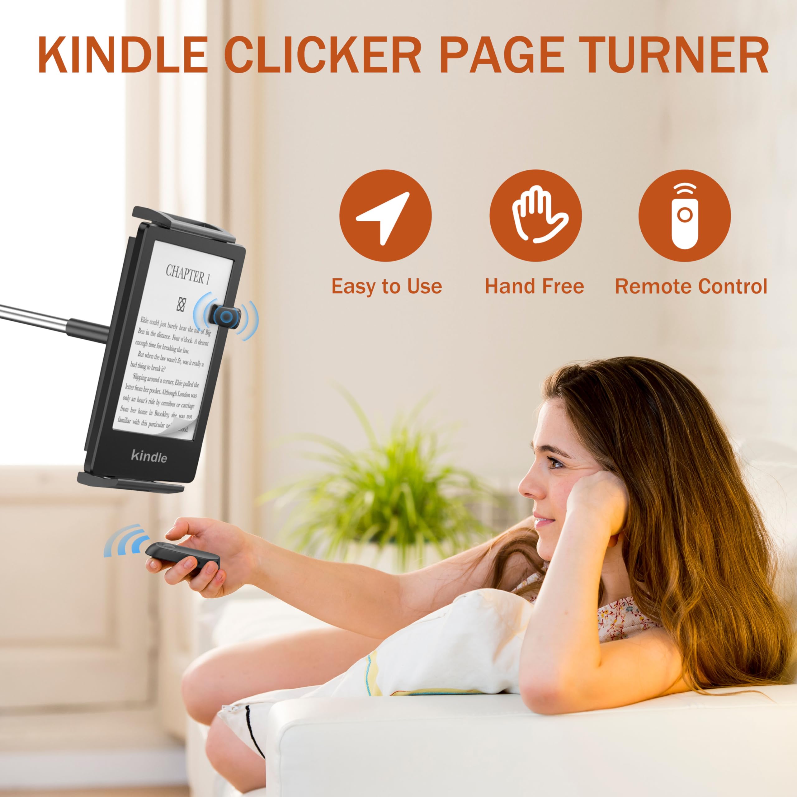 WoodElric Remote Control Page Turner for Kindle, Oasis & Kobo - Black Ebook Reader Accessory, Convenient Page Turning Solution