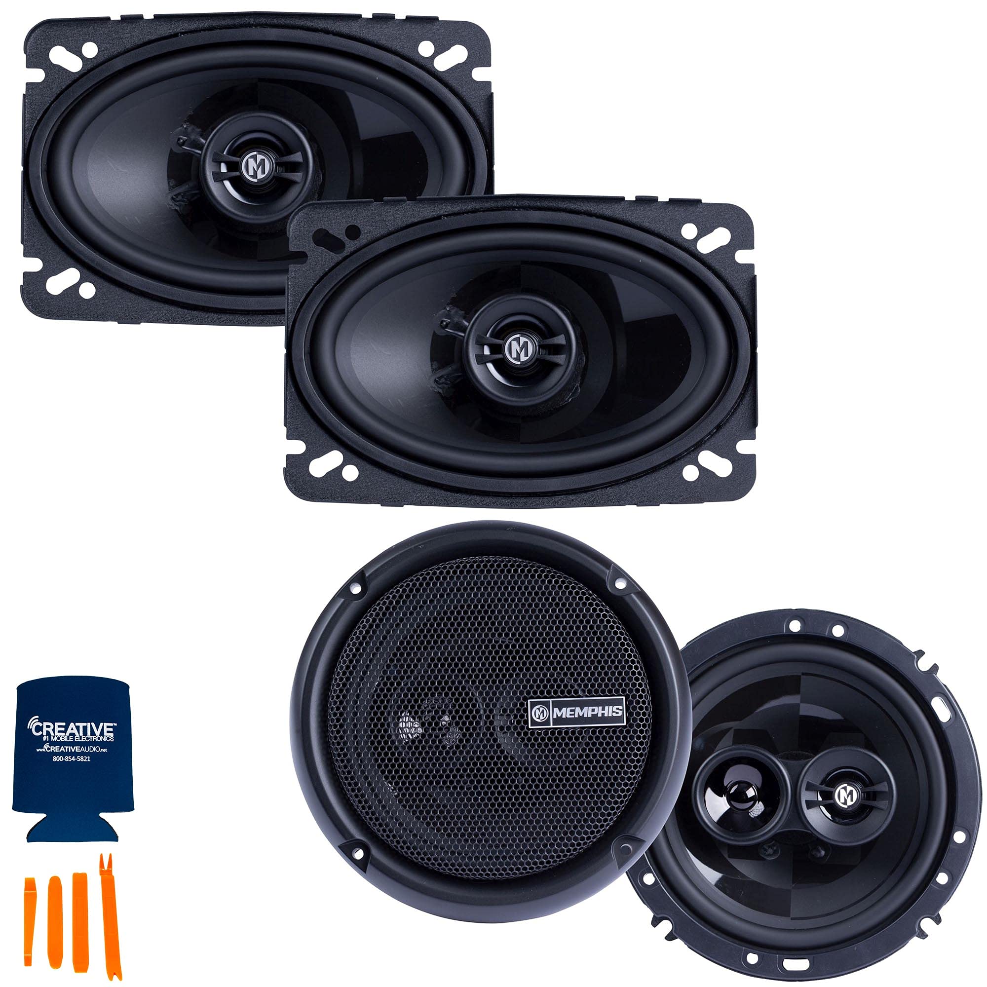Memphis 1 Pair of PRX46 4x6 Coaxial Speakers and 1 Pair of PRX603 6.5 3-Way Coaxial Power Reference Series Speakers