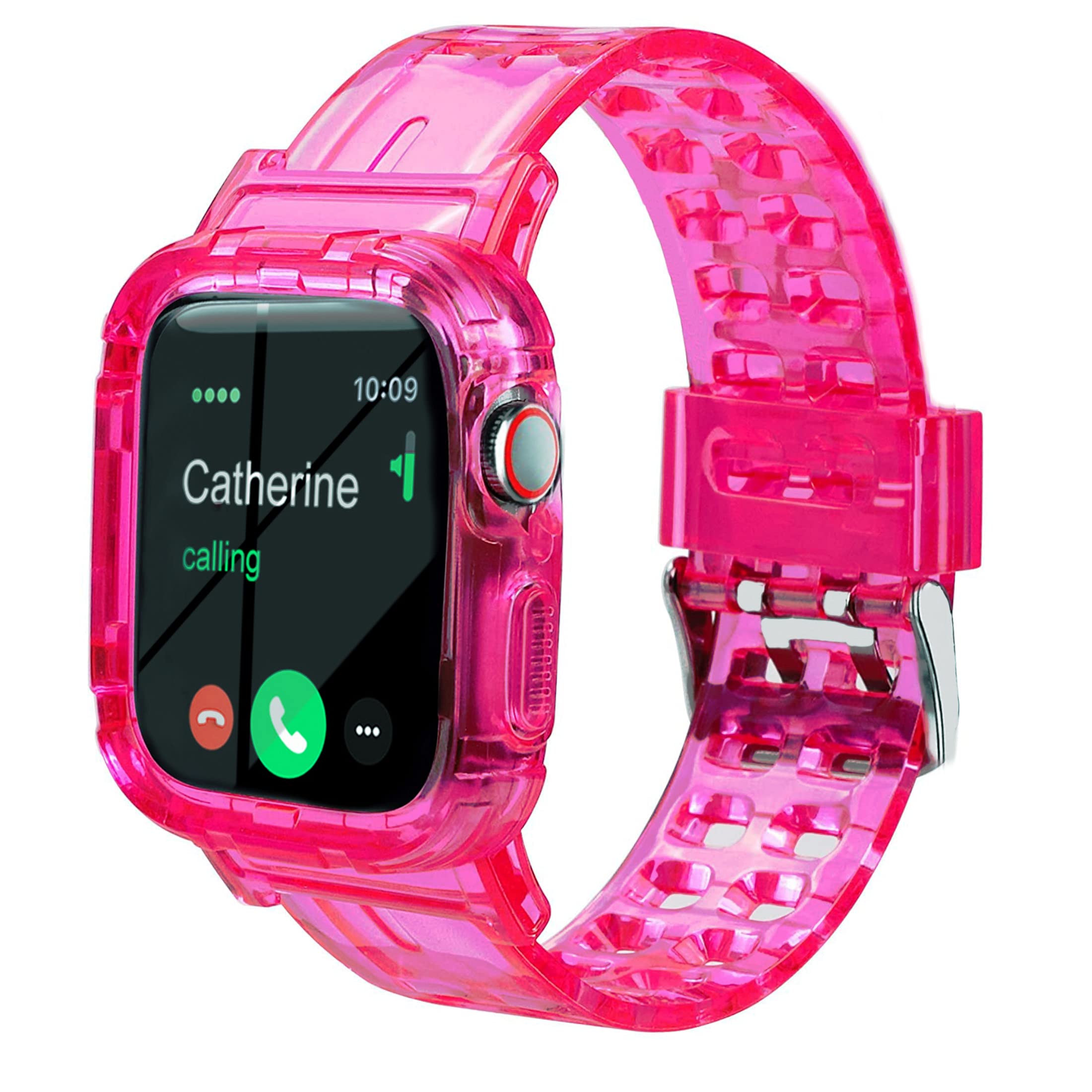 Sxtddsp Compatible With Apple Watch Band 38Mm 40Mm 41Mm 42Mm 44Mm 45Mm, Jelly Crystal Clear Sport Band Strap Bumper Case For Iwa