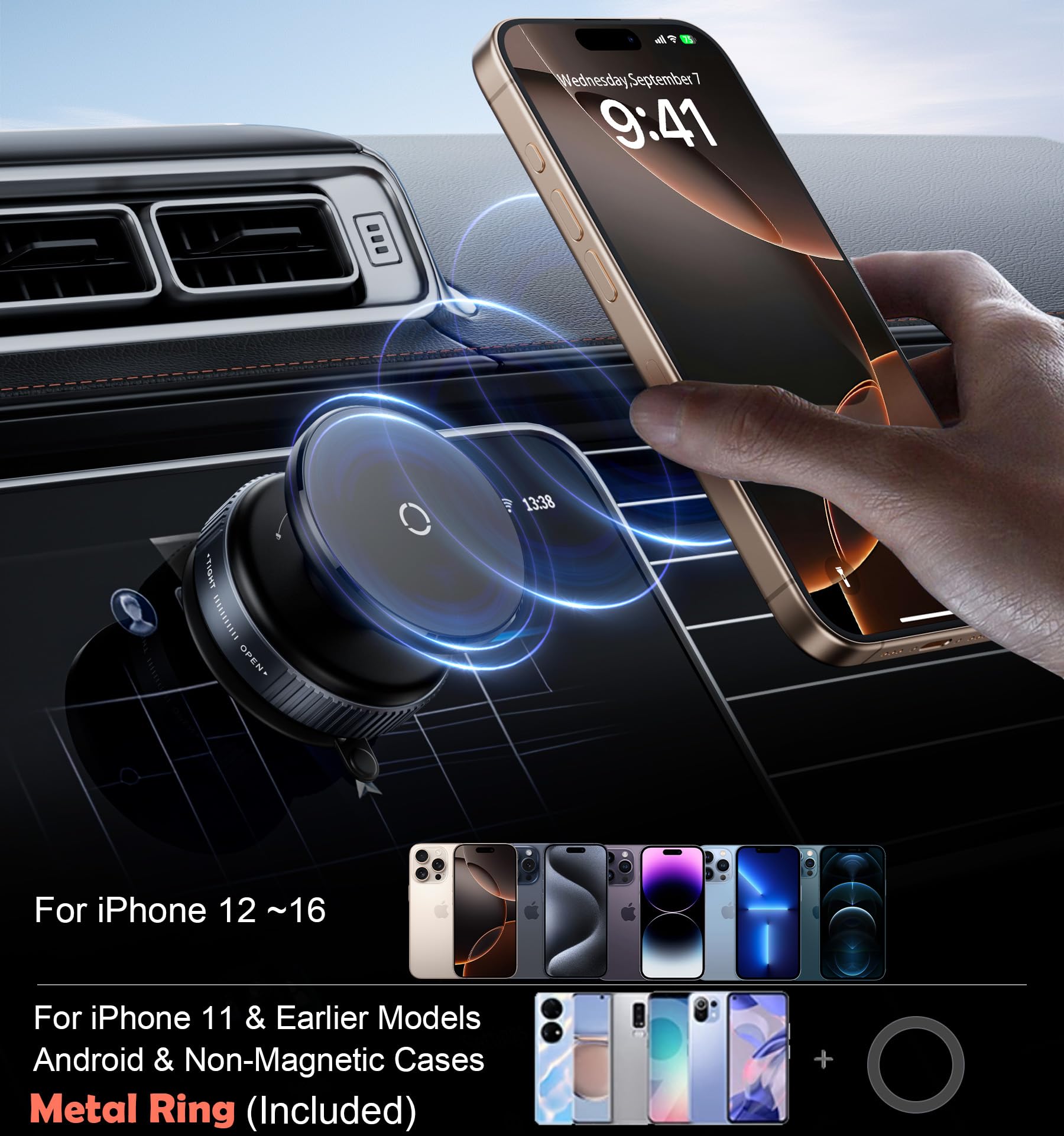 Reokily Latest Magnetic Car Phone Holder Ultra Vacuum Suction Cup Phone Mount Magnetic Car Mount Cell Phone Holder For Your Car