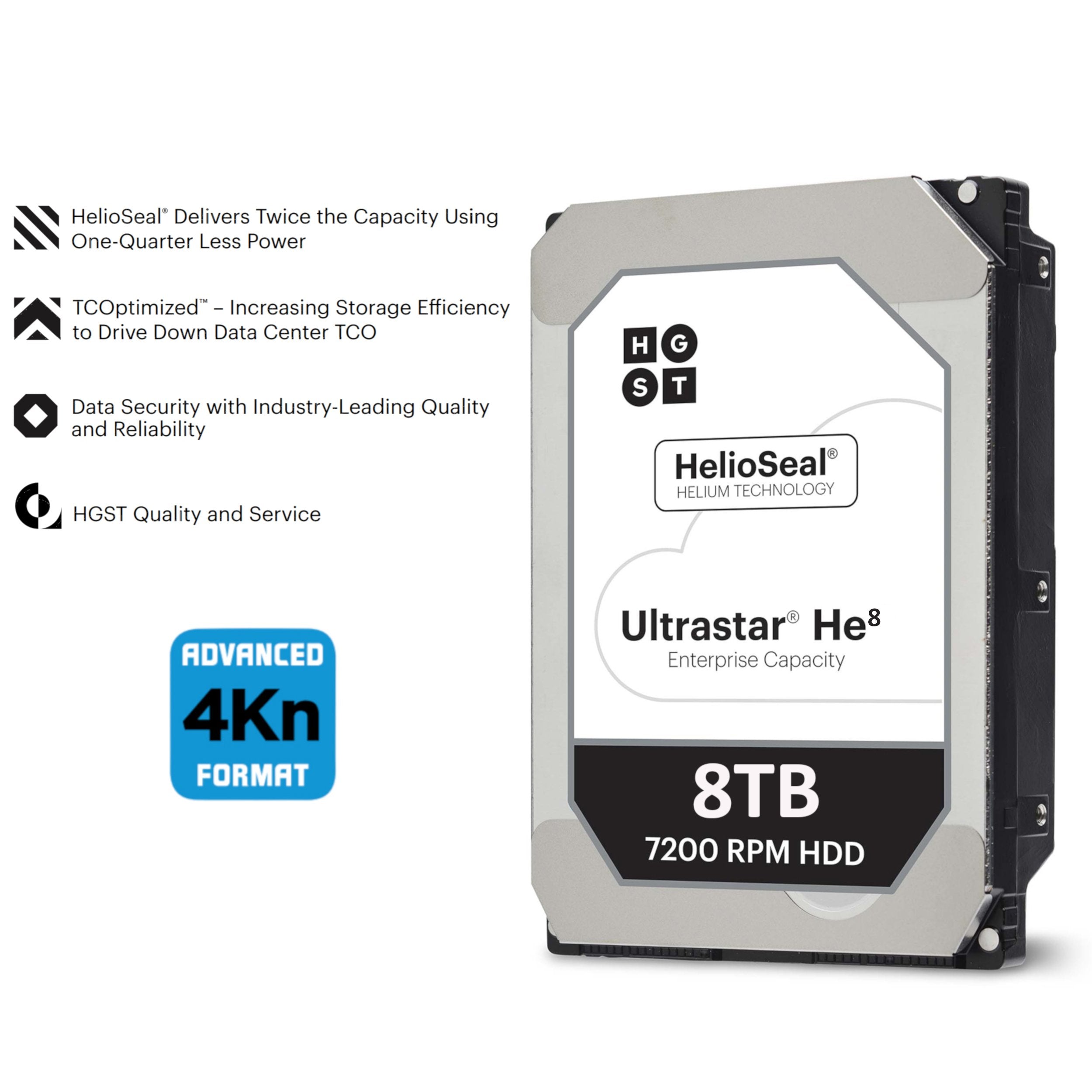 Hgst Ultrastar He8 | Huh728080Aln600 | 0F23662 | 8Tb 7200 Rpm 128Mb Cache Sata 6.0Gb/S 3.5'' Helium Platform Enterprise Hard Dri