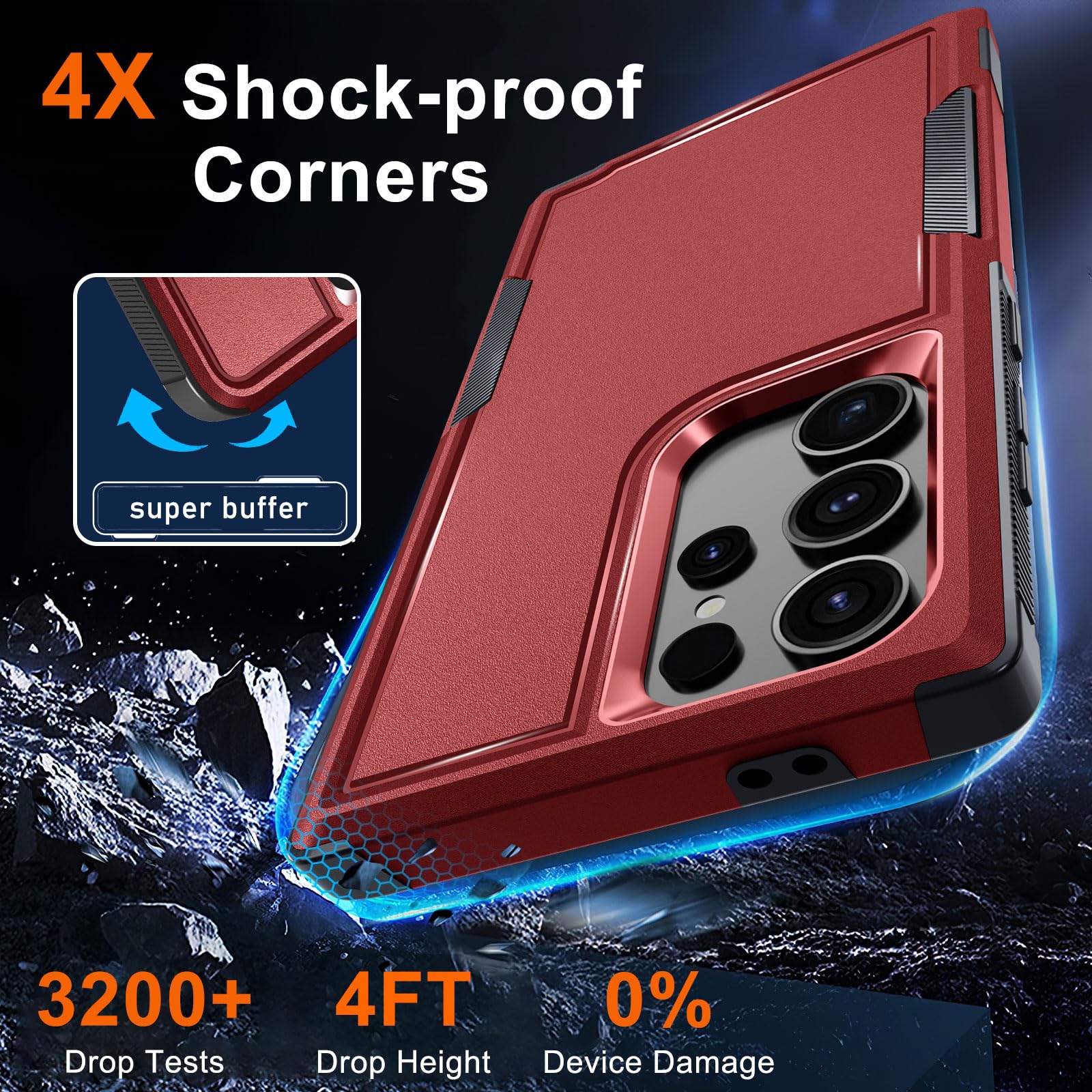 Rmocr Case For Samsung Galaxy S24 Ultra, Full Body Heavy Duty Rugged Shockproof Protective Phone Cover With Lanyard Strap, Tempe