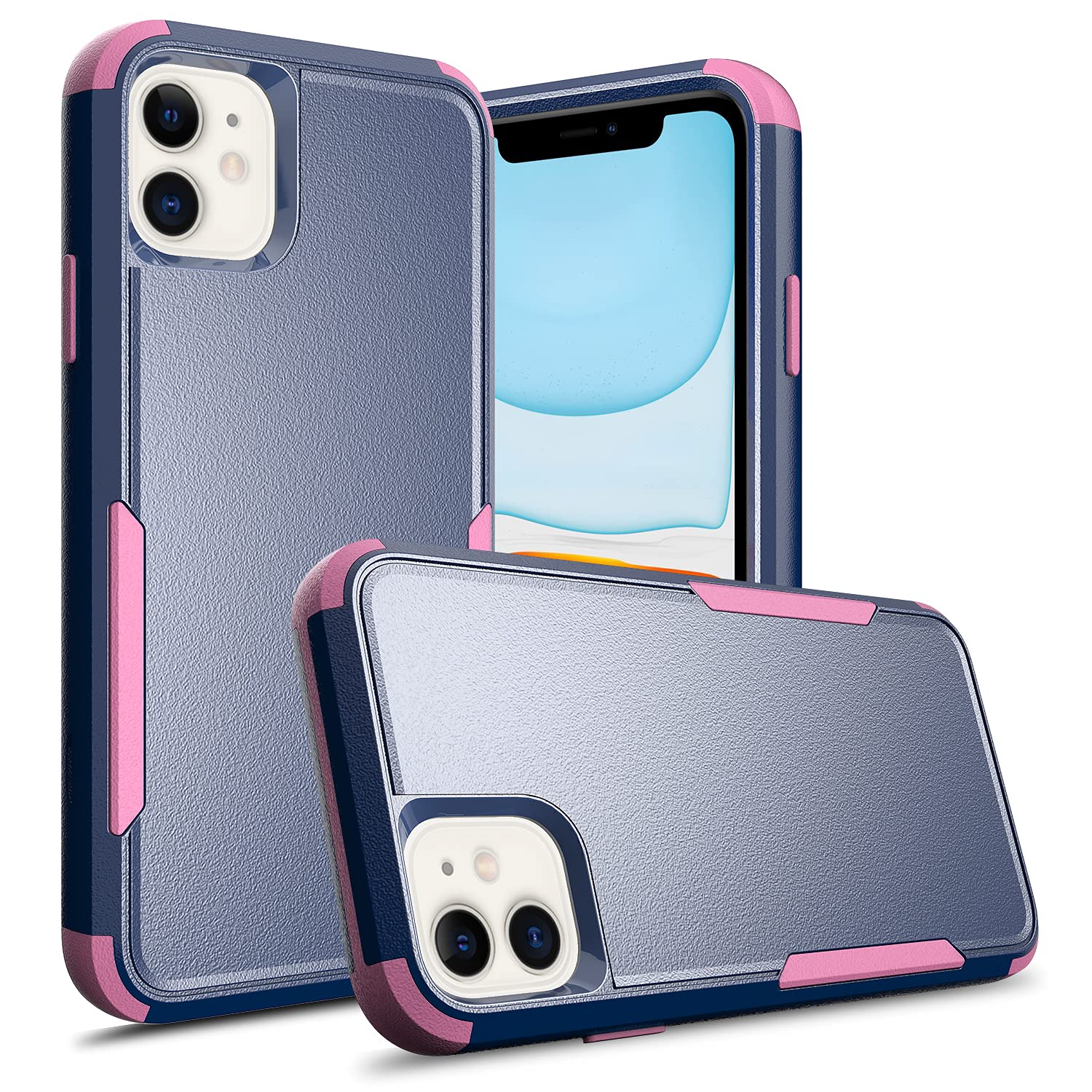 Compatible For Apple Iphone 11 Cases, Cute Women & Girls Heavy Duty [ Blue & Pink ] Cover With [ Shockproof ] Protective Phone C