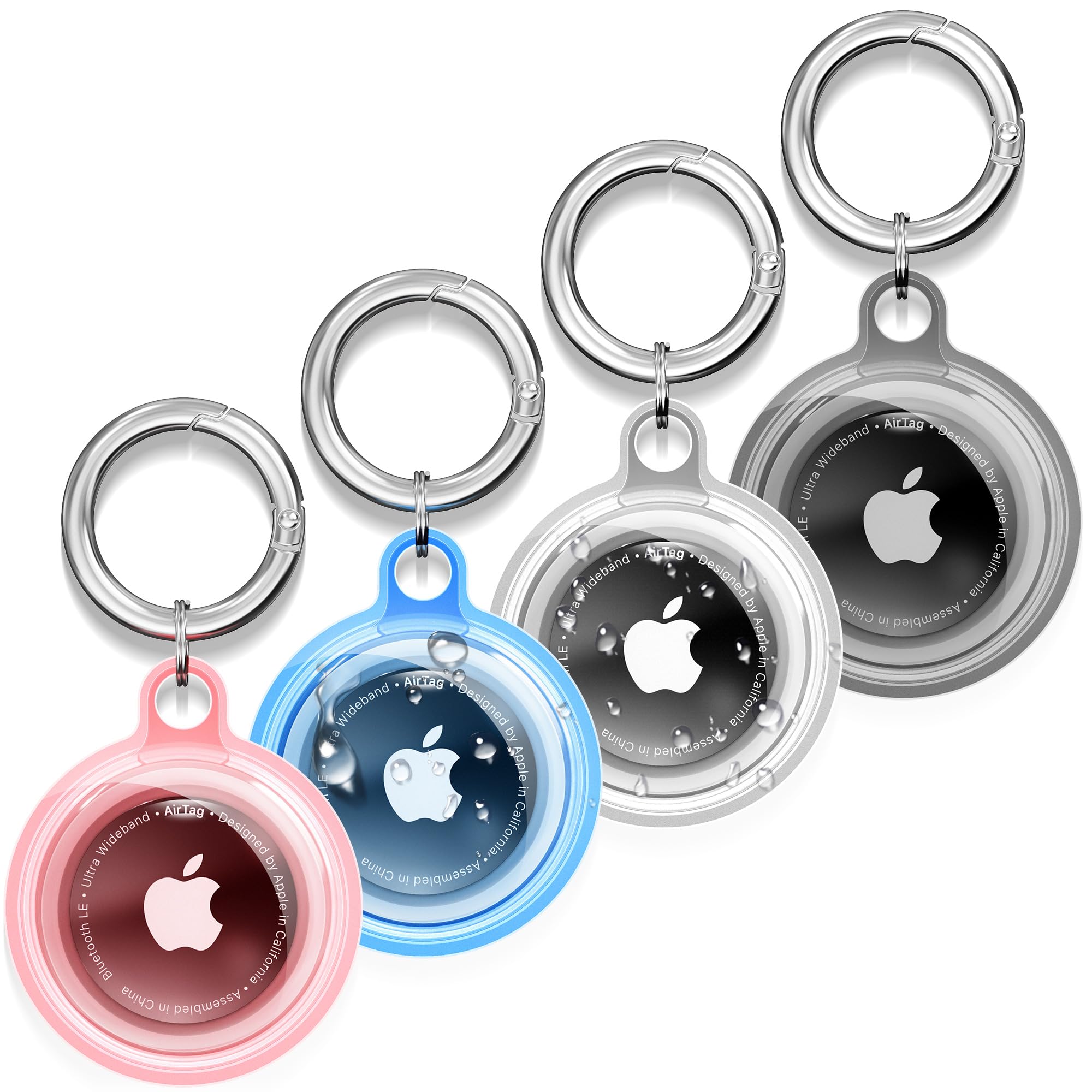 Waterproof Airtag Holder, Ddj 4 Pack Airtag Keychain, Airtag Case For Dog Collar, Luggage, Keys, Full Body Anti Scratch Protecti