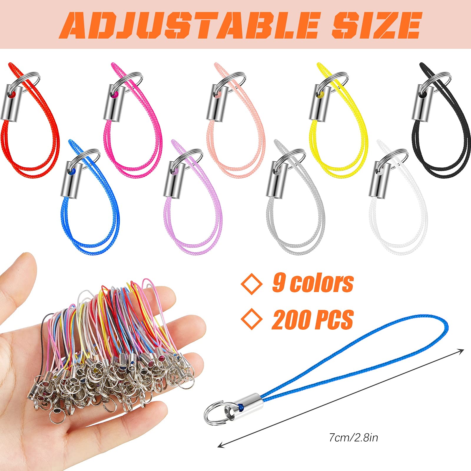 Frienda 200 Pcs Cell Phone Charm Straps Usb Drive Lanyard Phone Ring Strap For Charm Usb Drive Keychain Diy