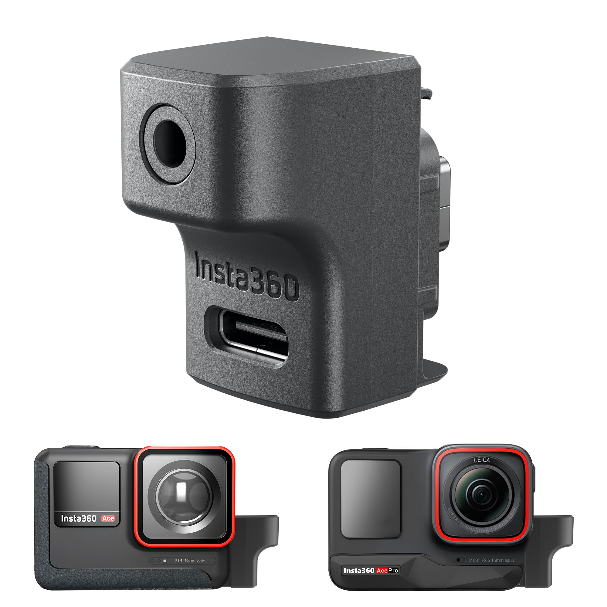 Cynova Insta 360 Ace Pro 2 Mic Adapter For Insta360 Ace Pro 2 Accessories, External Microphones Type C And 3.5Mm Audio Ports Compatible With Insta360 Pro 2 / Insta360 Ace Pro