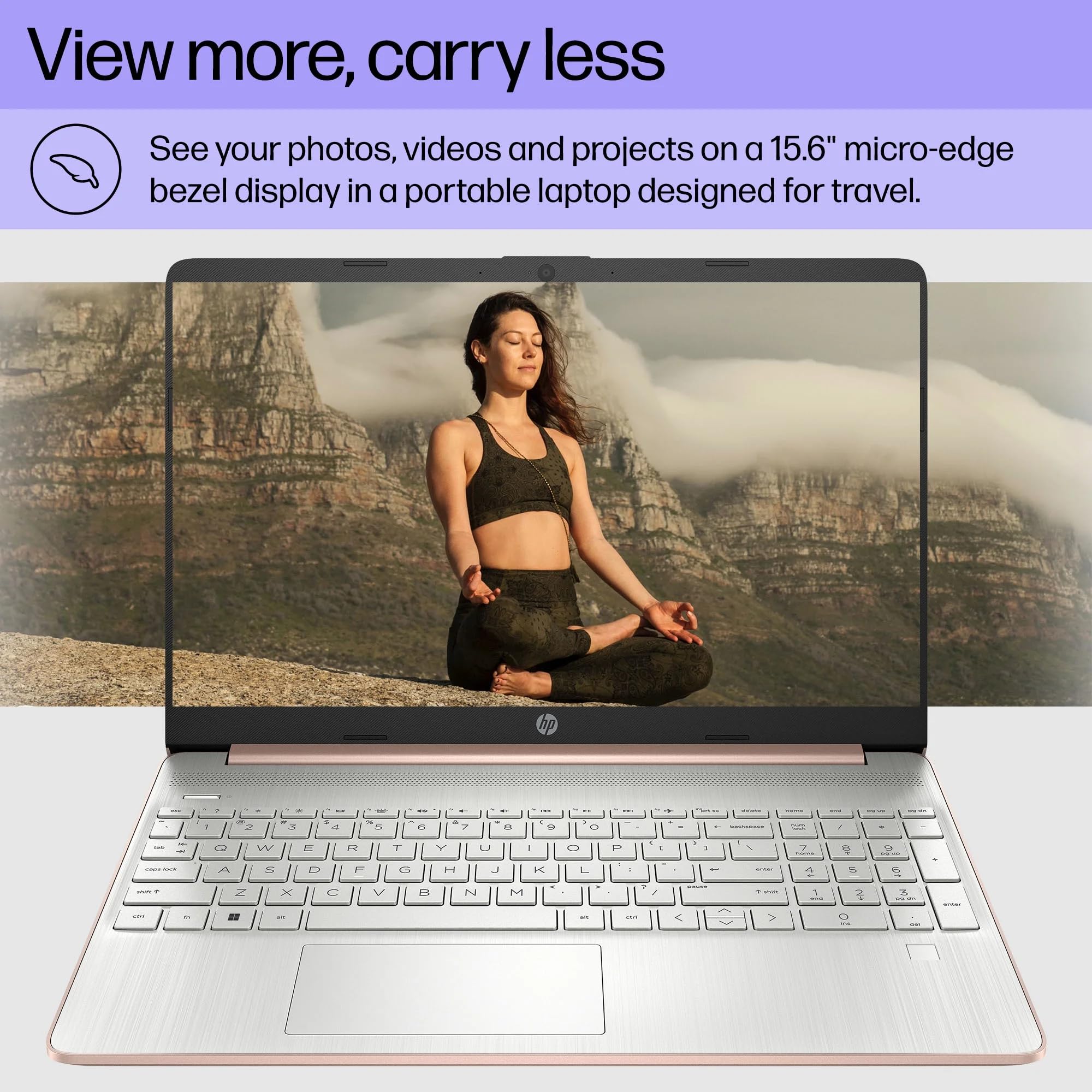 Hp 15.6'' Rose Gold Laptop With Wireless Mouse & Earbuds, 16Gb Ram, 1Tb Ssd, Amd Ryzen 3 Core, Fingerprint Reader, Long-Lasting