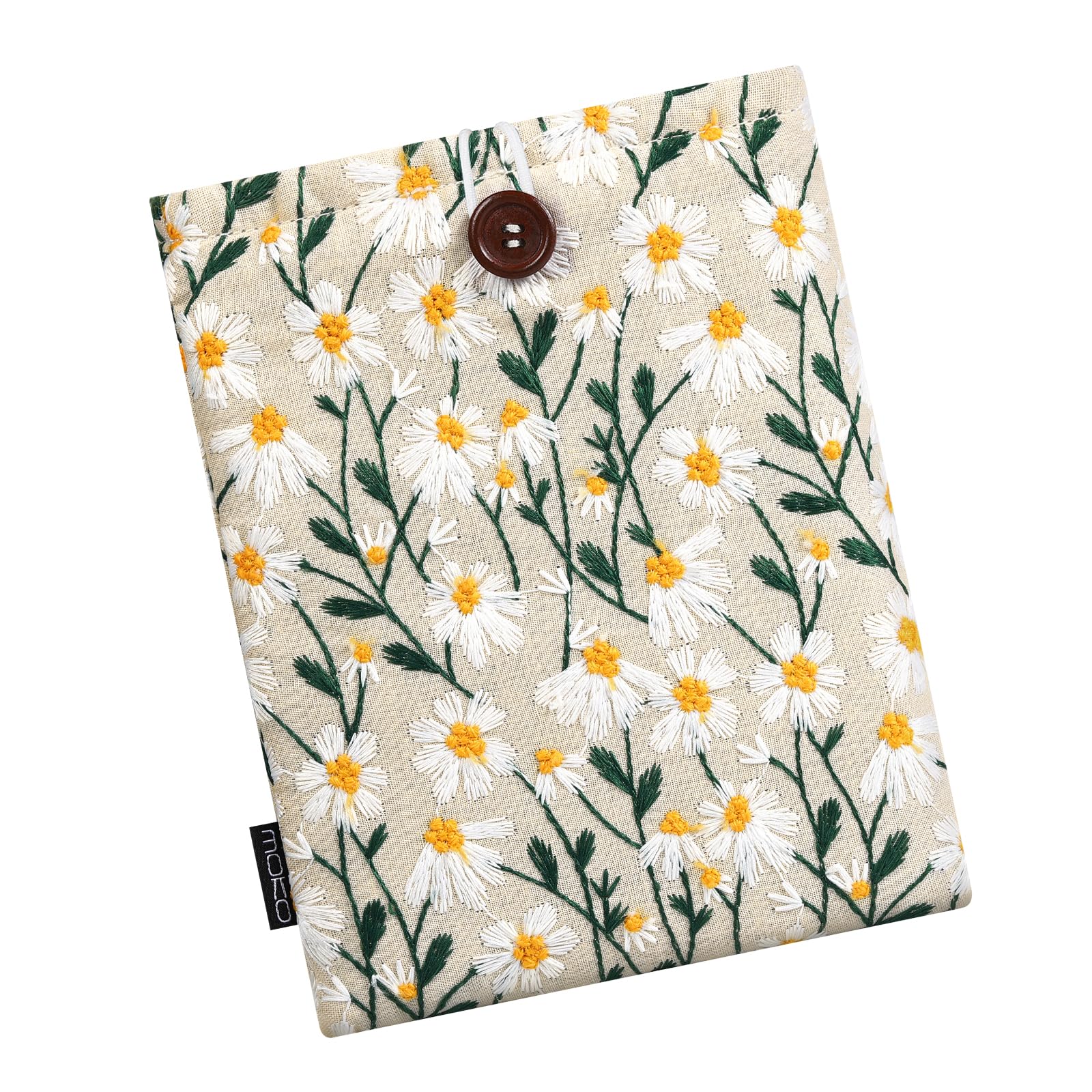 MoKo 6 7' Embroidered Daisy Padded Sleeve Pouch for Kindle 11/10/8th Gen, Kindle Paperwhite 11th/10th Gen, 7' Kindle Colorsoft Signature Edition 2024, Kindle Pouch for Voyage/Kobo eReader, Beige