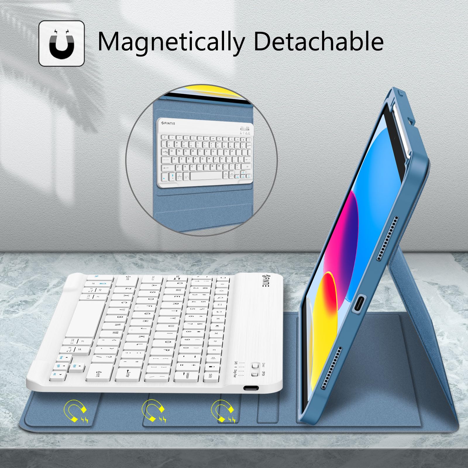 Fintie Keyboard Case For Ipad 10Th Generation 10.9 Inch Tablet (2022 Release) With Pencil Holder   Soft Tpu Back Cover With Magn