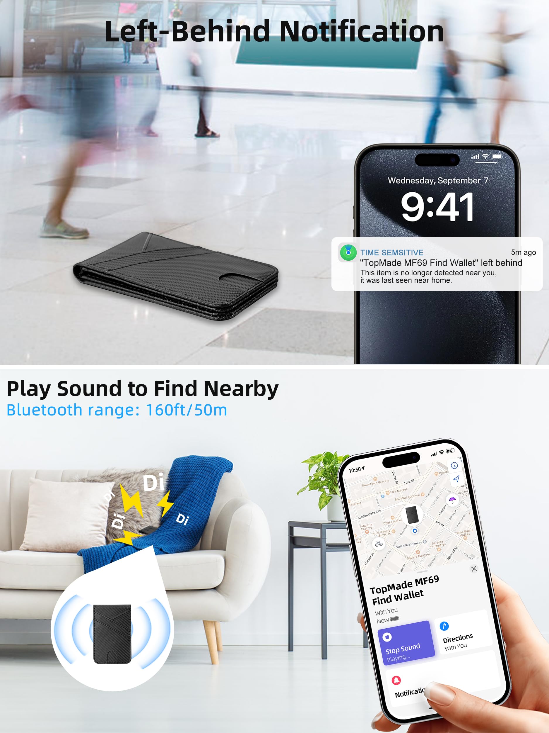 Magsafe Wallet Stand With Full Find My, Magnetic Wallet For Iphone 16/15/14/13/12 Series, For Iphone Wallet Tracker With Adjusta