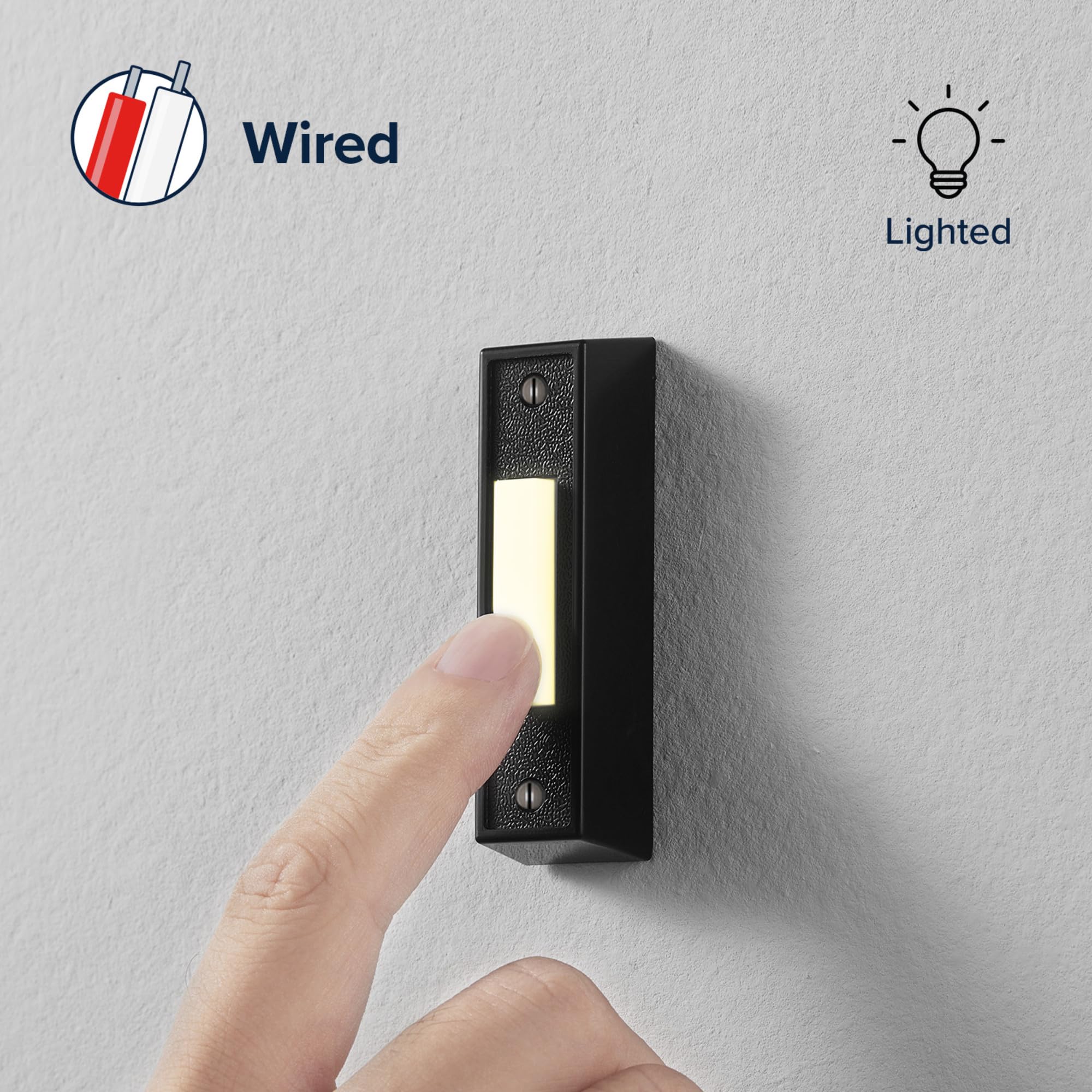 Heath Zenith Wired Mechanical Doorbell Chime Kit, Black, Plastic, Lighted, 2 Melodies, Home Improvement, Porch, Outdoor, House