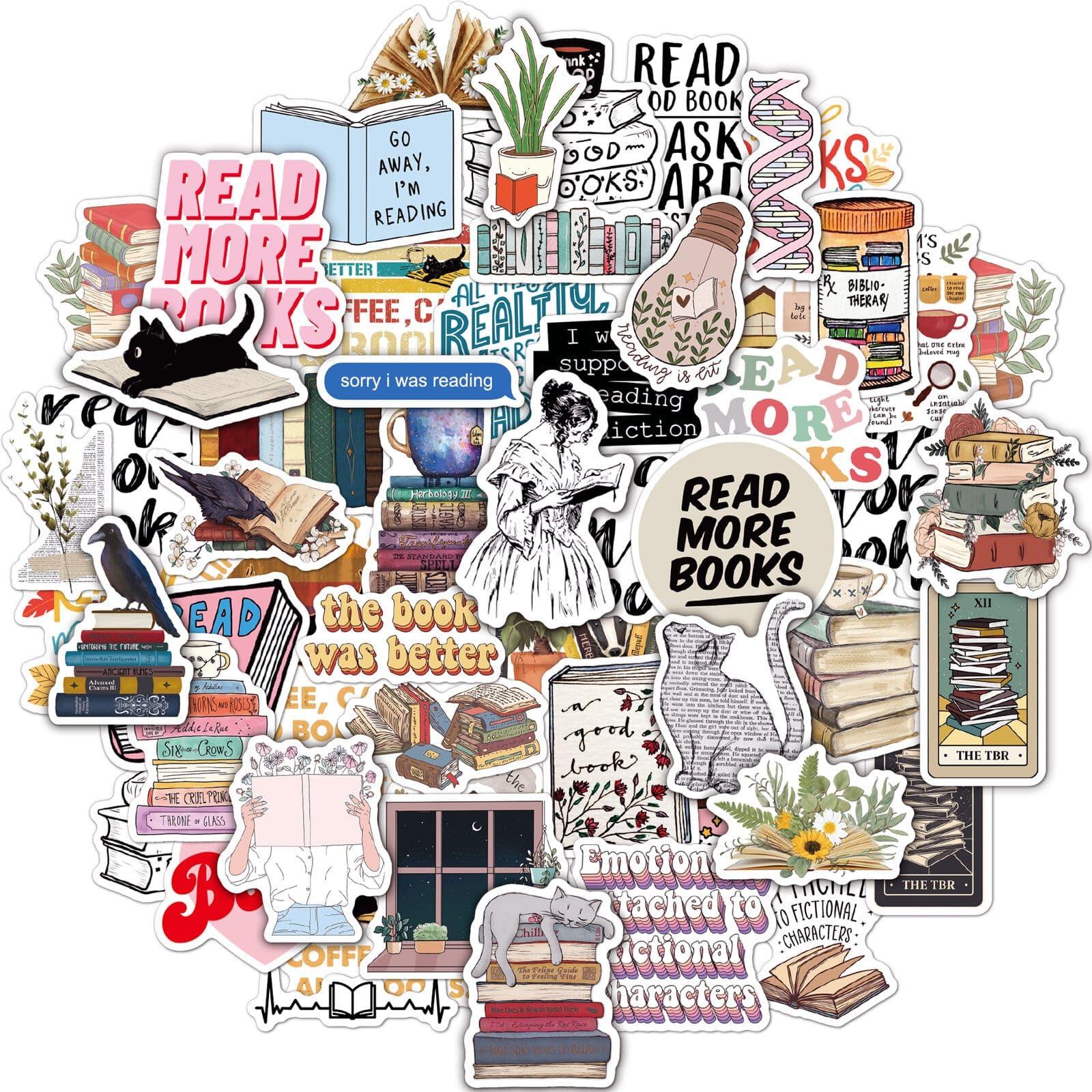 Joyppy Bookish Stickers For Kindle, 50 Pcs, Waterproof, Matte Finish, Readinga, Accessories Gifts For Kids Teens Adults