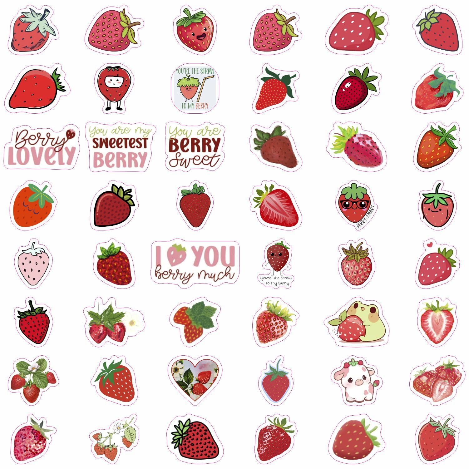 100Pcs Strawberry Stickers & Laptop Decals   Strawberry Birthday Party Decorations, Strawberry Shower Supplies   Strawberry Gift