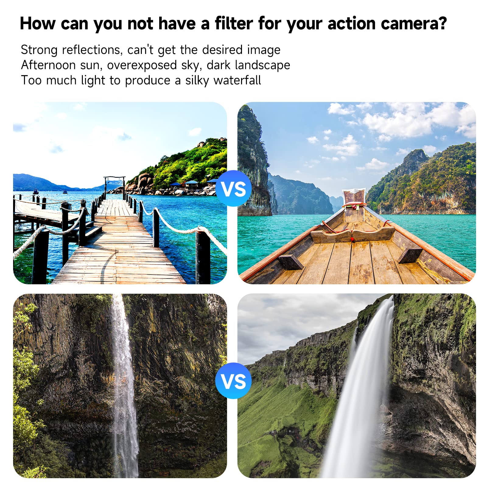 Telesin Lens Filter Set For Dji Action 4 Action 3 Camera Accessories, 4 Pack Cpl Nd32 Nd16 Nd8 Polarizing Neutral Density Hd Fil