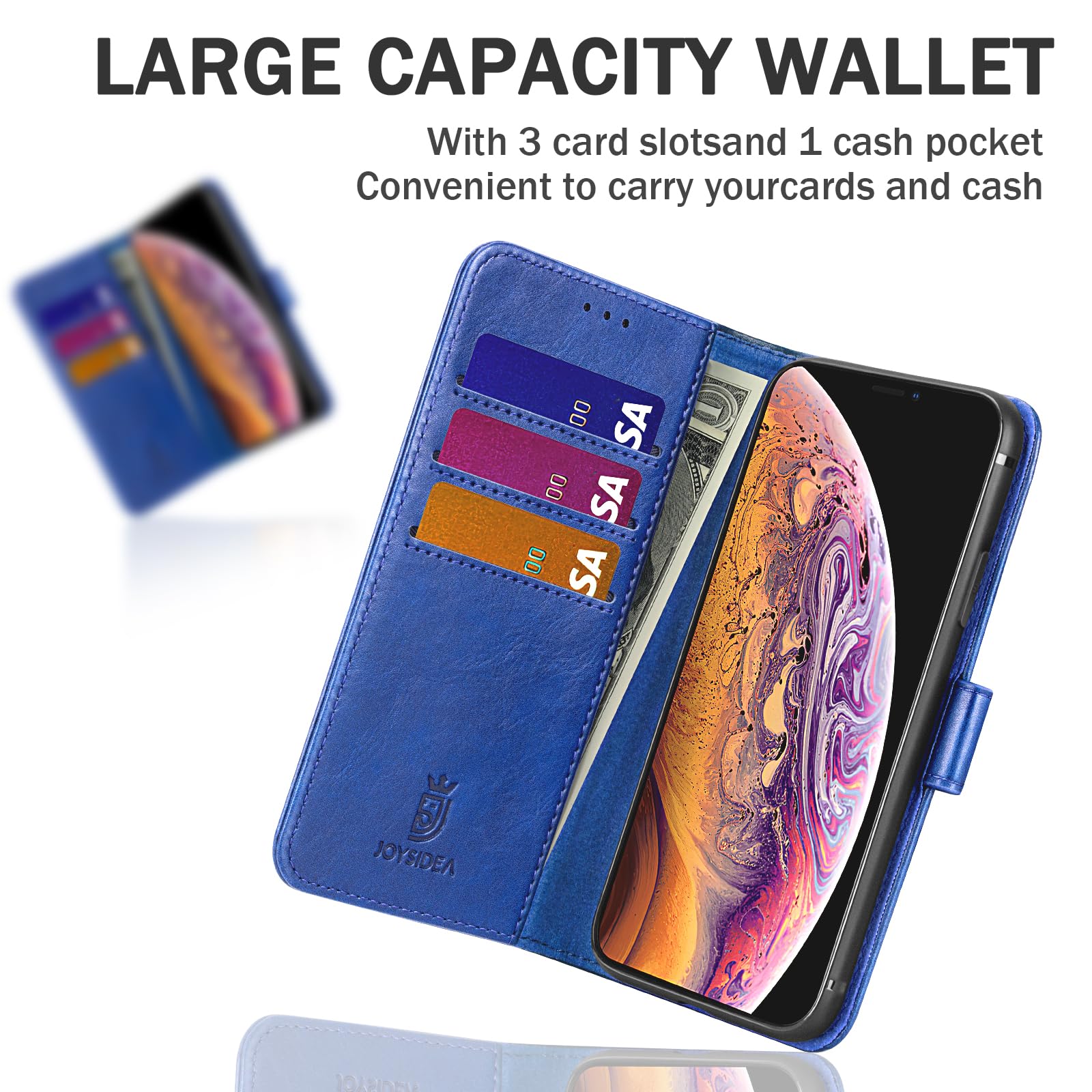 Joysidea Compatible With Iphone X | Xs Wallet Case, Pu Leather Magnetic Flip Folio Phone Case With Credit Card Holder, Stand & S