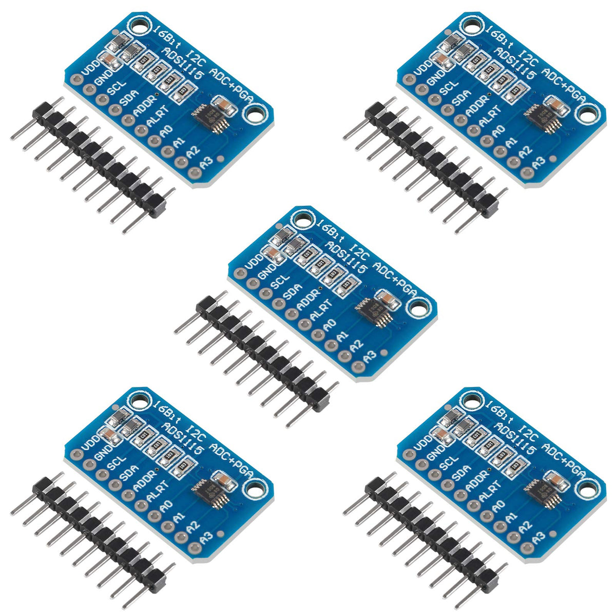 Aceirmc Ads1115 16 Bit 16 Byte 4 Channel I2C Iic Analog To Digital Adc Pga Converter With Programmable Gain Amplifier High Precision Adc Converter Development Board For Arduino Raspberry Pi (5Pcs)