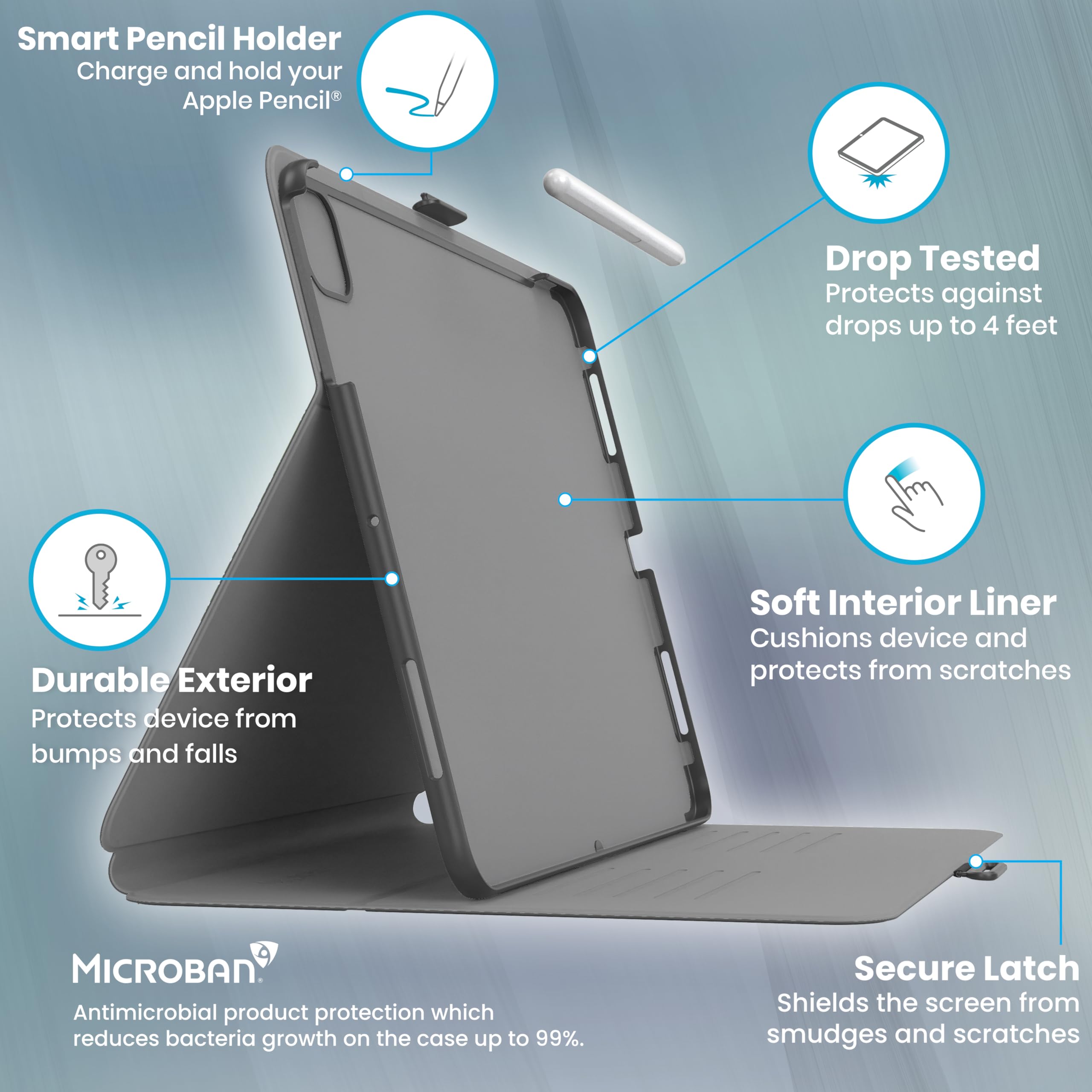 Speck New Ipad Pro 12.9 13 Inch Case (2024 Model, 7Th Generation) With Pencil Holder, Drop & Camera Protection, Slim Multi Range