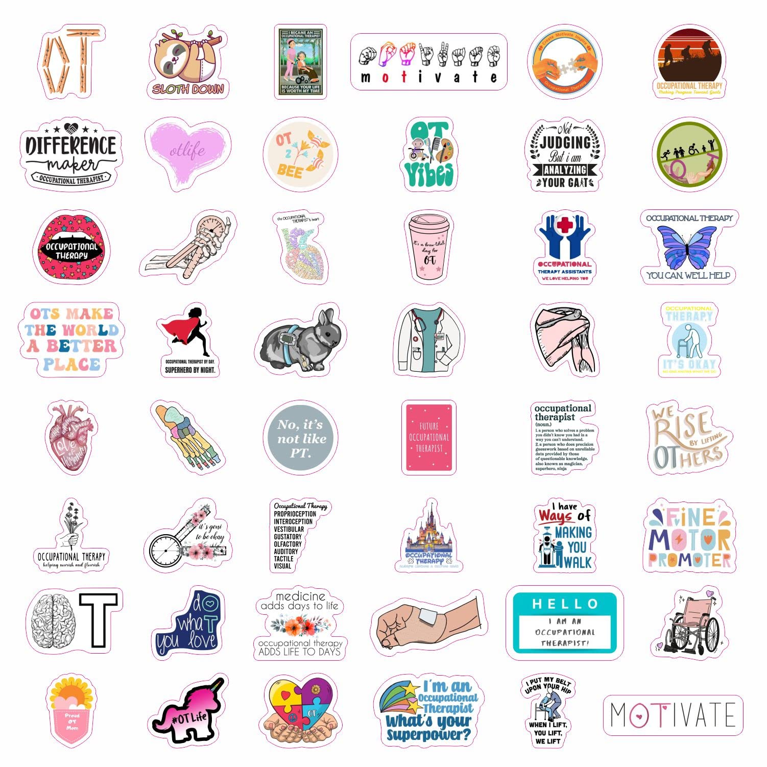 100Pcs Funny Occupational Therapy Stickers For Laptop And Water Bottles, Ot Stickers   Occupational Therapy Gifts, Ot Laptop Dec