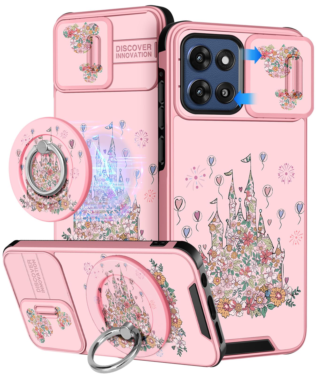 Buleens for Moto G Stylus 2026/2025 Case - Cute Design with Ring Stand & Camera Cover Women Girls Aesthetic Girly Flower Castle 