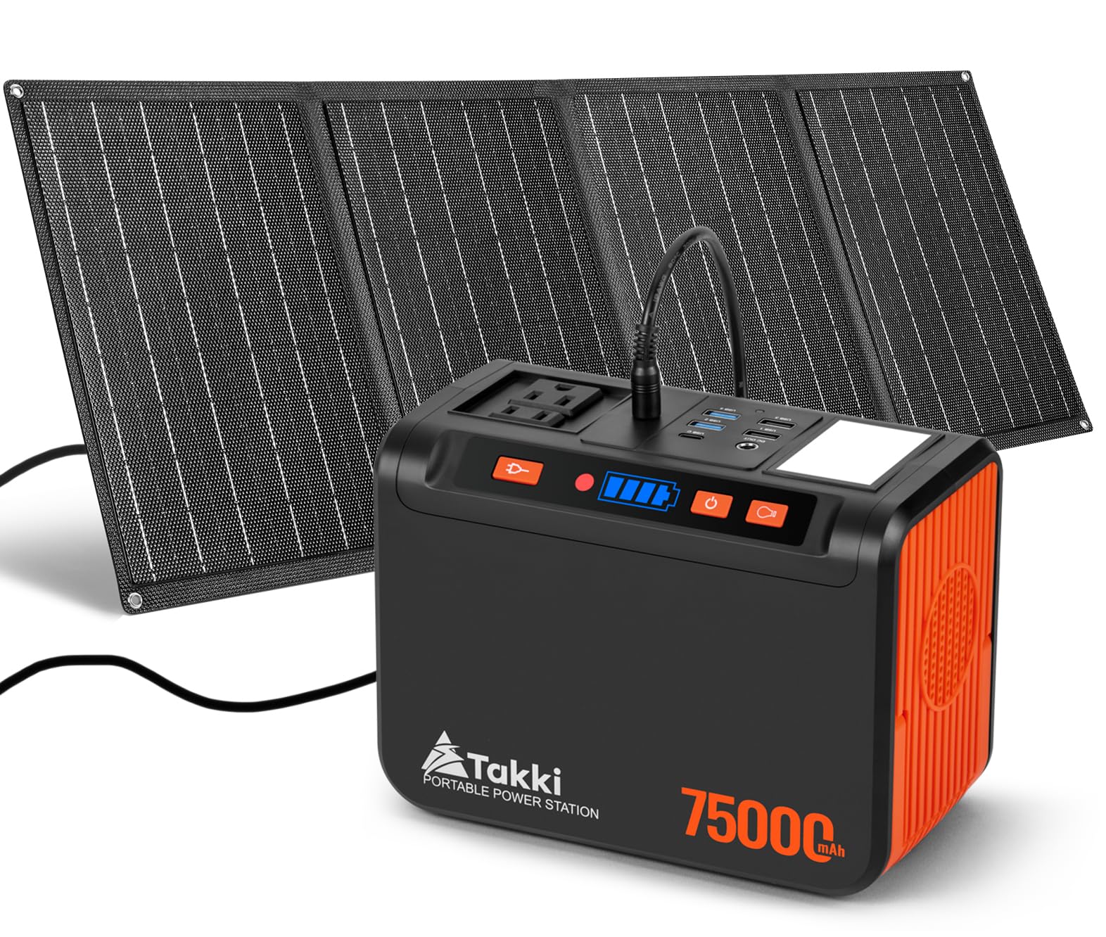 Takki Solar Generator 277Wh Portable Power Station With Solar Panels 40W Included 450W Peak 110V Pure Sine Wave Ac Outlet Dc Usb