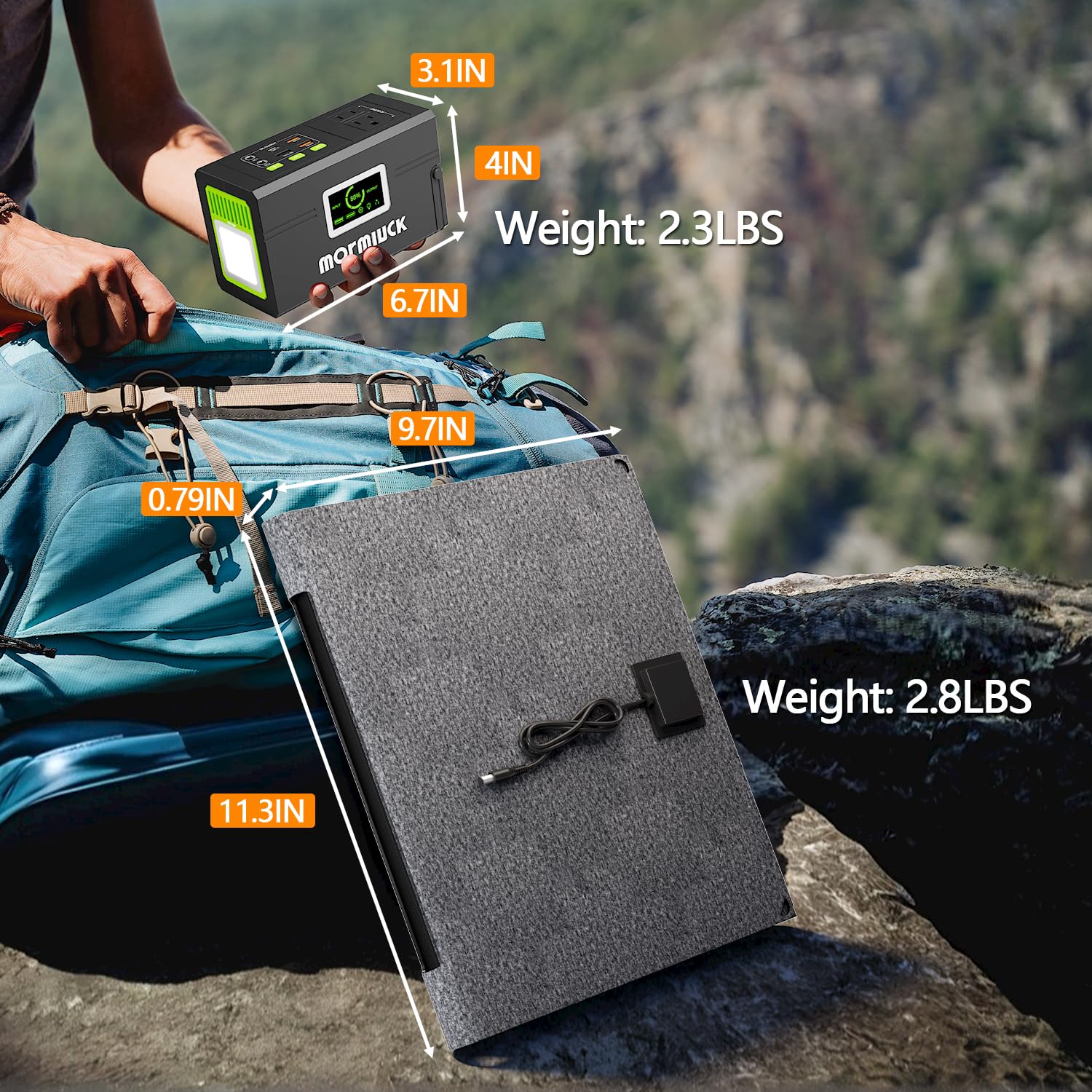 Mormluck Solar Generator, 127W(Peak 150W) 88.8Wh Portable Power Station With 30W Solar Panel, 110V Lithium Battery Pack With Ac