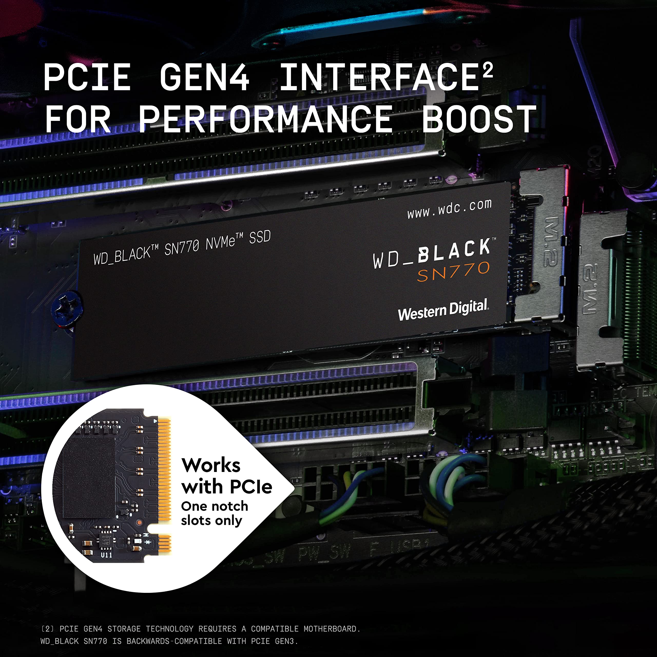 Western Digital Wd_Black 1Tb Sn770 Nvme Internal Gaming Ssd Solid State Drive - Gen4 Pcie, M.2 2280, Up To 5,150 Mb/S - Wds100T3
