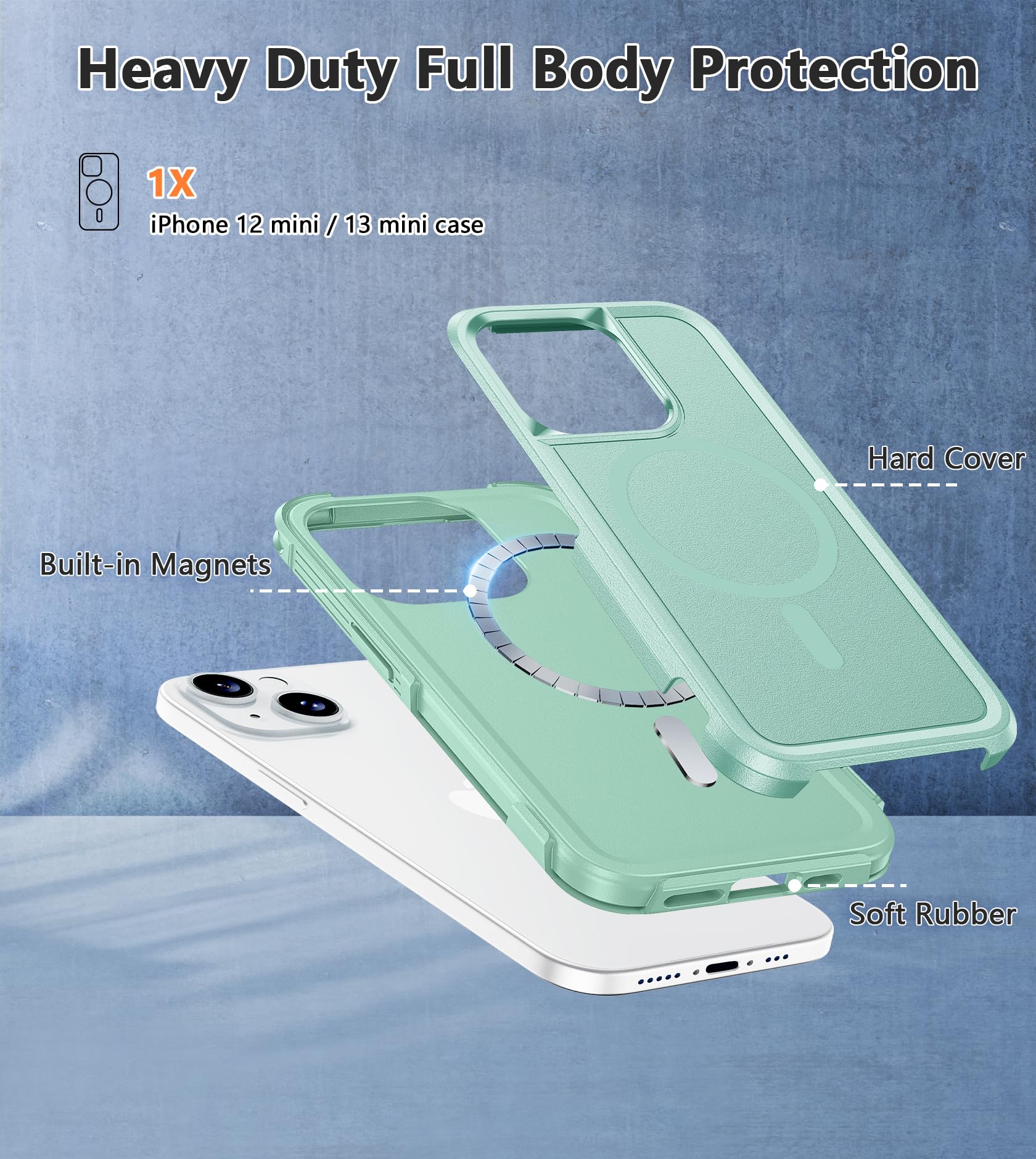 Fntcase For Iphone 12 Mini Magnet Case: Iphone 13 Mini Magnetic Dual Layer Military Grade Drop Shockproof Protection Cell Phone
