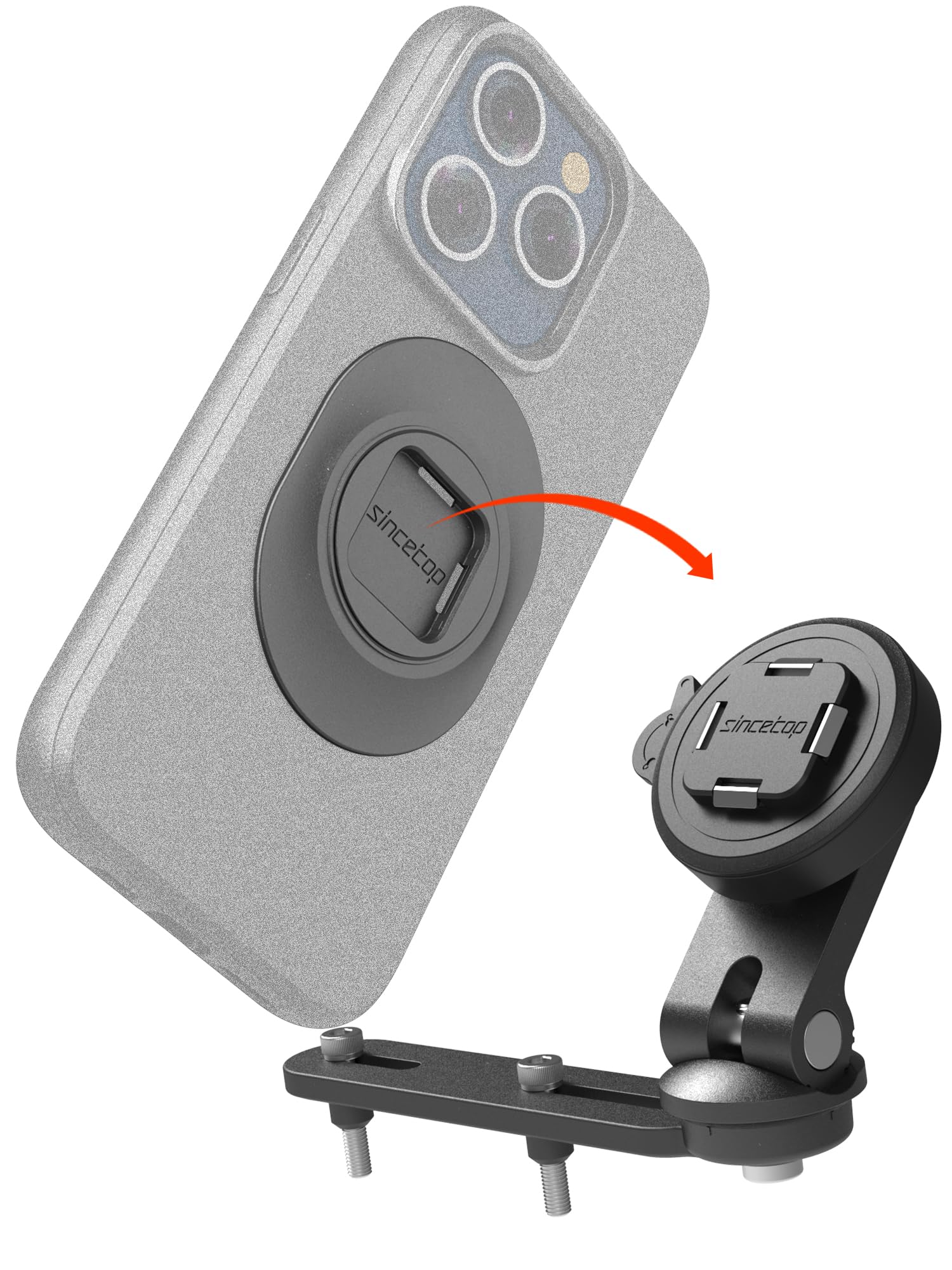 Sincetop Motorcycle Brake Reservoir Mount - Brake Pump Cover Scooter Phone Holder- Series Q [ Quad ] Quick Release Aluminum Moto