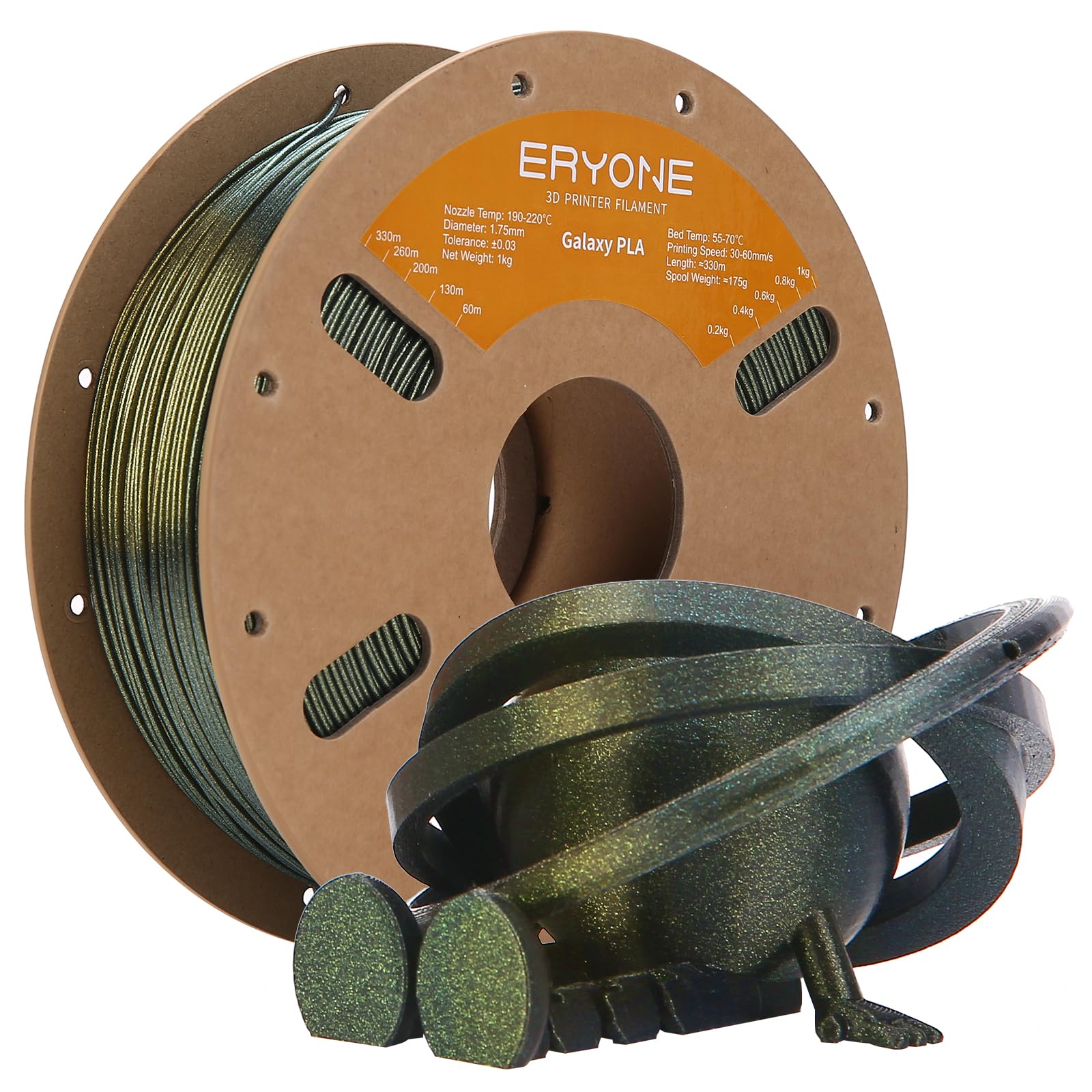 Eryone Glitter Pla Filament For 3D Printer, 1.75Mm +/ 0.03Mm, 1Kg(2.2Lbs)/Spool, Omega Nebula (Gold)