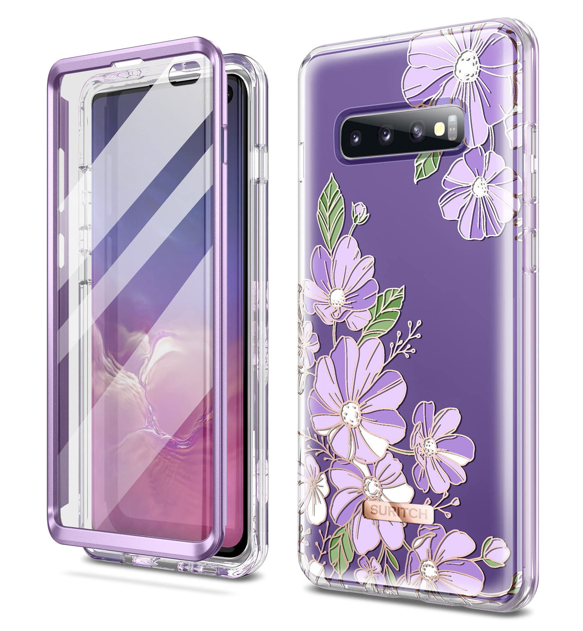 Suritch For Upgraded Samsung Galaxy S10 Plus Case, Built In Anti Scratch Screen Protector] Dual Layer Protection] Full Protectio