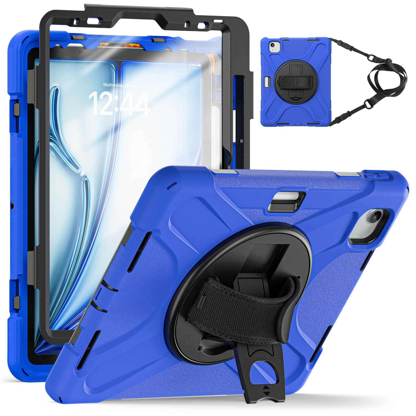 Tsqqst For Ipad Air 6Th Generation 11 Inch Case M2 2024, Ipad Air 5Th/4Th Gen Case 10.9 Inch With 360 Rotating Stand Hand/Should