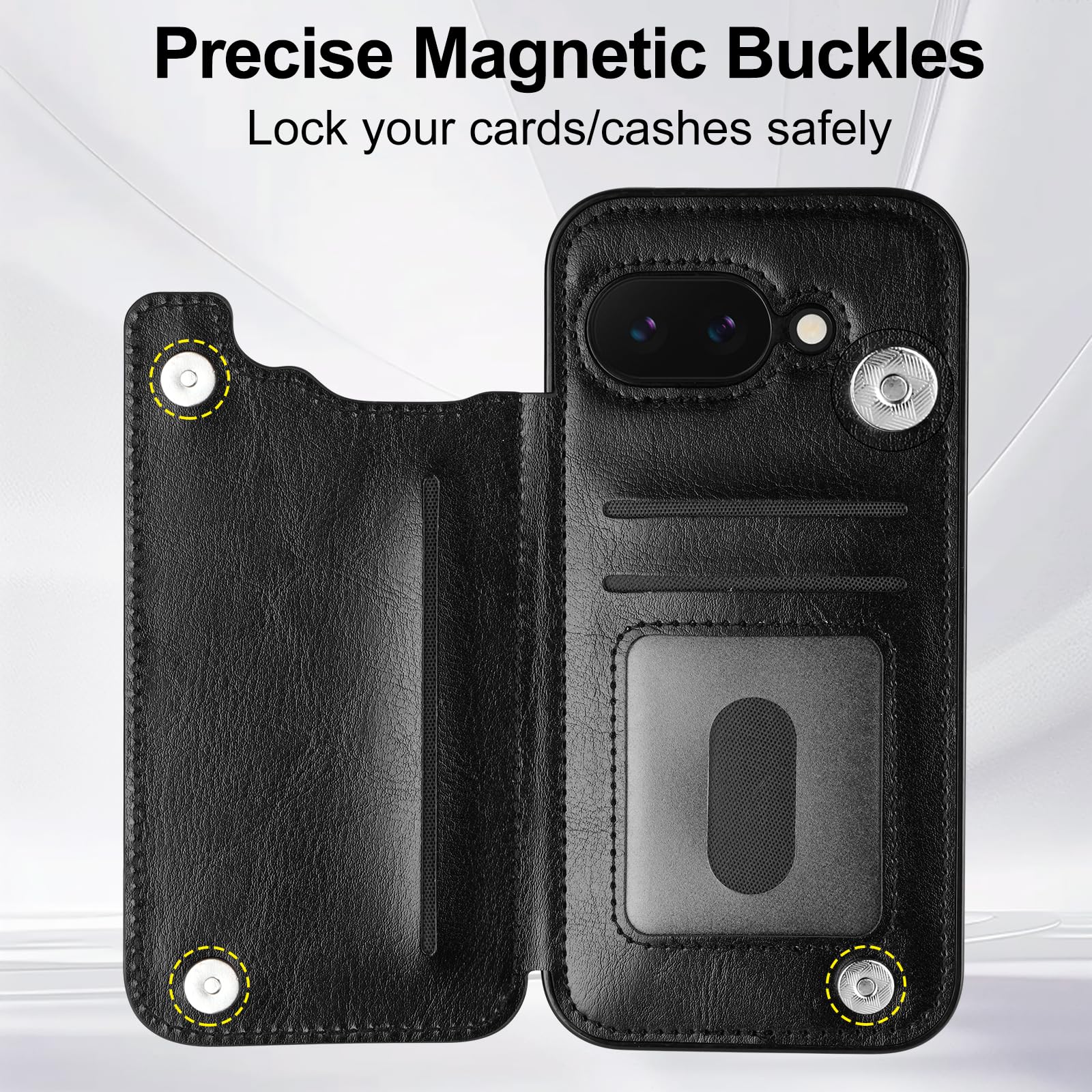 Hiandier For Google Pixel 9A Case Wallet With Card Holder Women Men Pu Leather Case For Google Pixel 9A Double Magnetic Clasp Sh