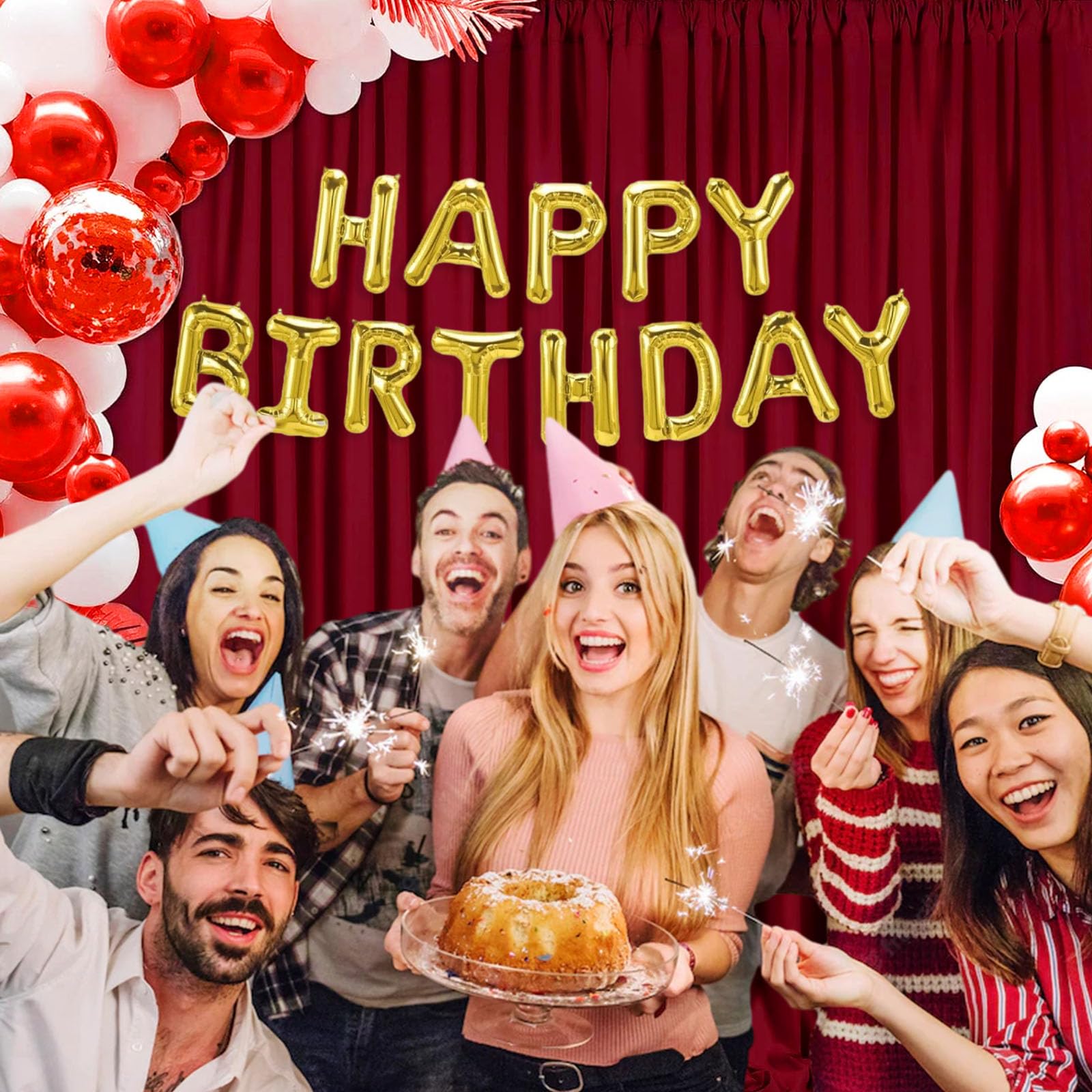 10 X 7 Feet Burgundy Backdrop Curtain For Partie, Background Curtains For Photoshoot, Birthday, Wedding, Halloween, Thanksgiving